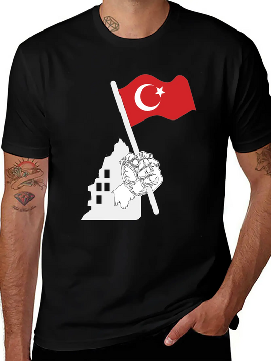Turkey Flag Hand Classic Fit Graphic Tee For Daily Comfort – Unisex Cotton Shirt