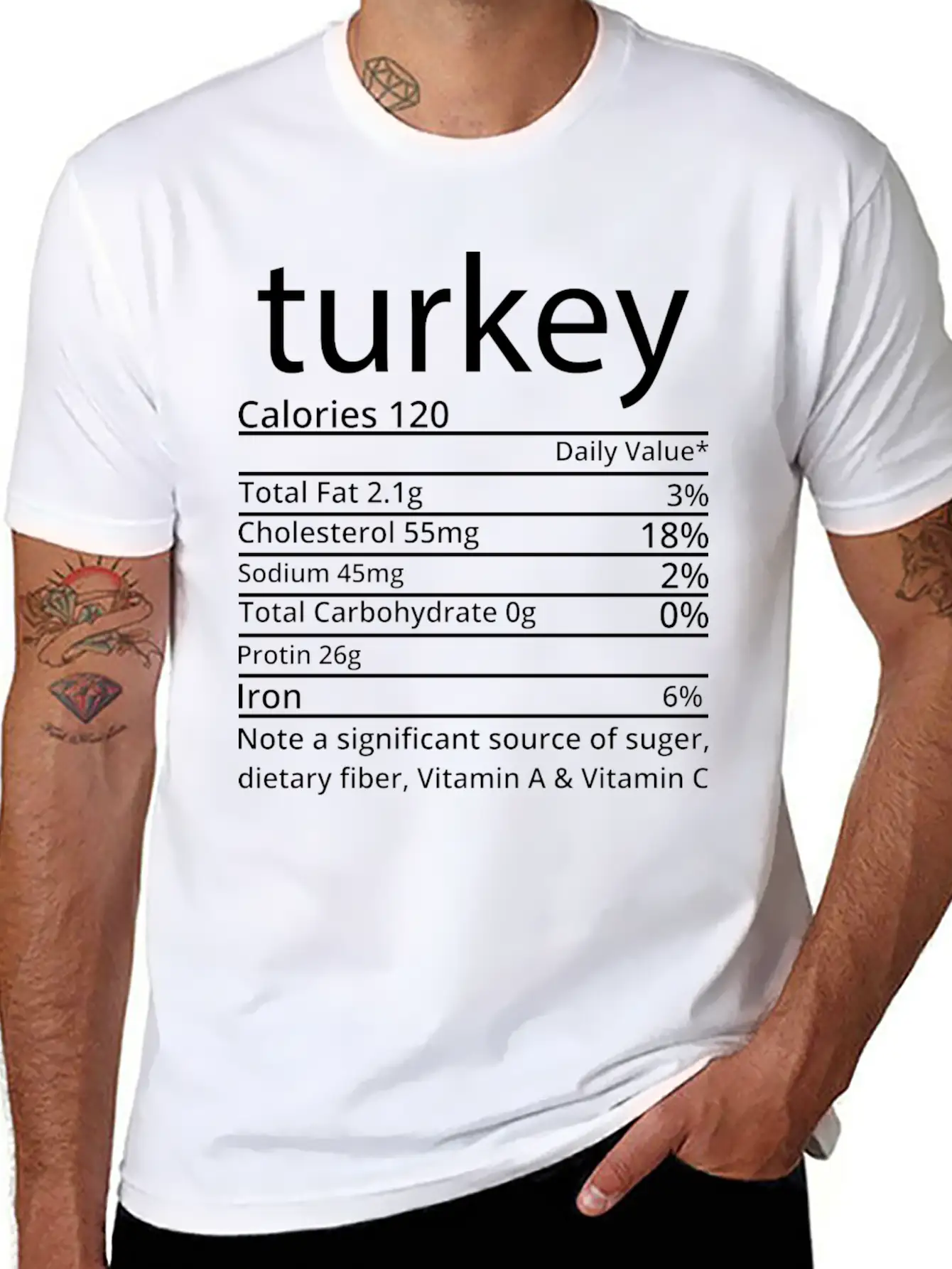 Turkey Nutrition Facts Thanksgiving T Shirt Basic Graphic T-Shirt – Daily Comfort In Soft Cotton