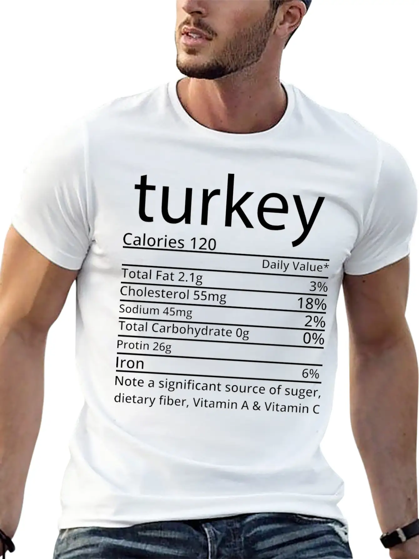Turkey Nutrition Facts Thanksgiving T Shirt Basic Graphic T-Shirt – Daily Comfort In Soft Cotton