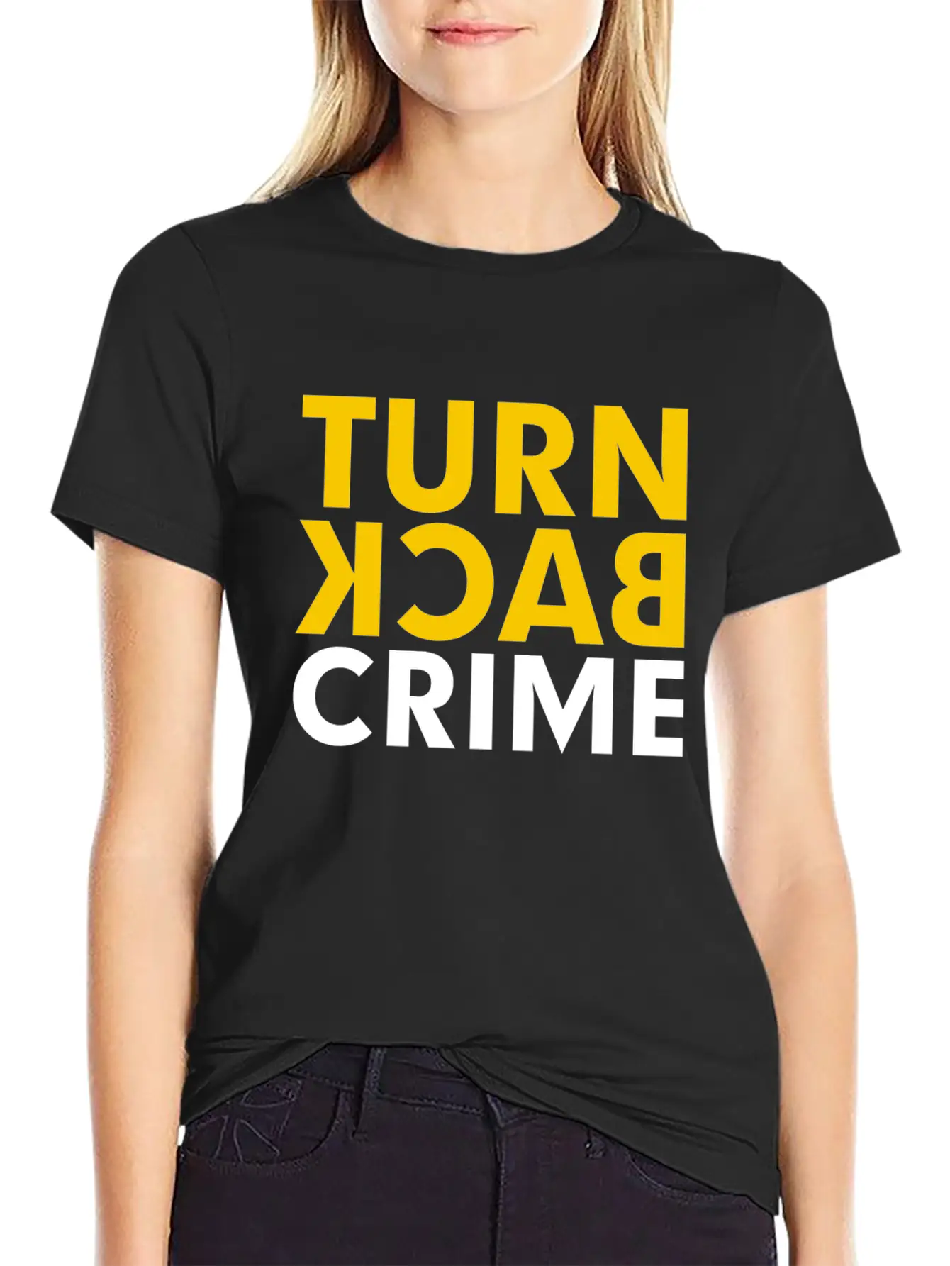 Turn Back Crime Campaign Slogan Sign Classic Fit Graphic Tee For Daily Comfort – Unisex Cotton Shirt