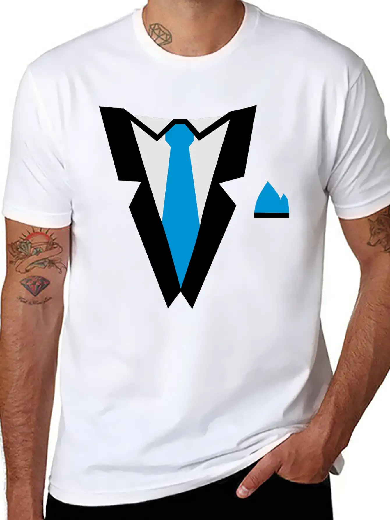 Tuxedo Essential Cotton Tee For Daily Outfits – Unisex Style