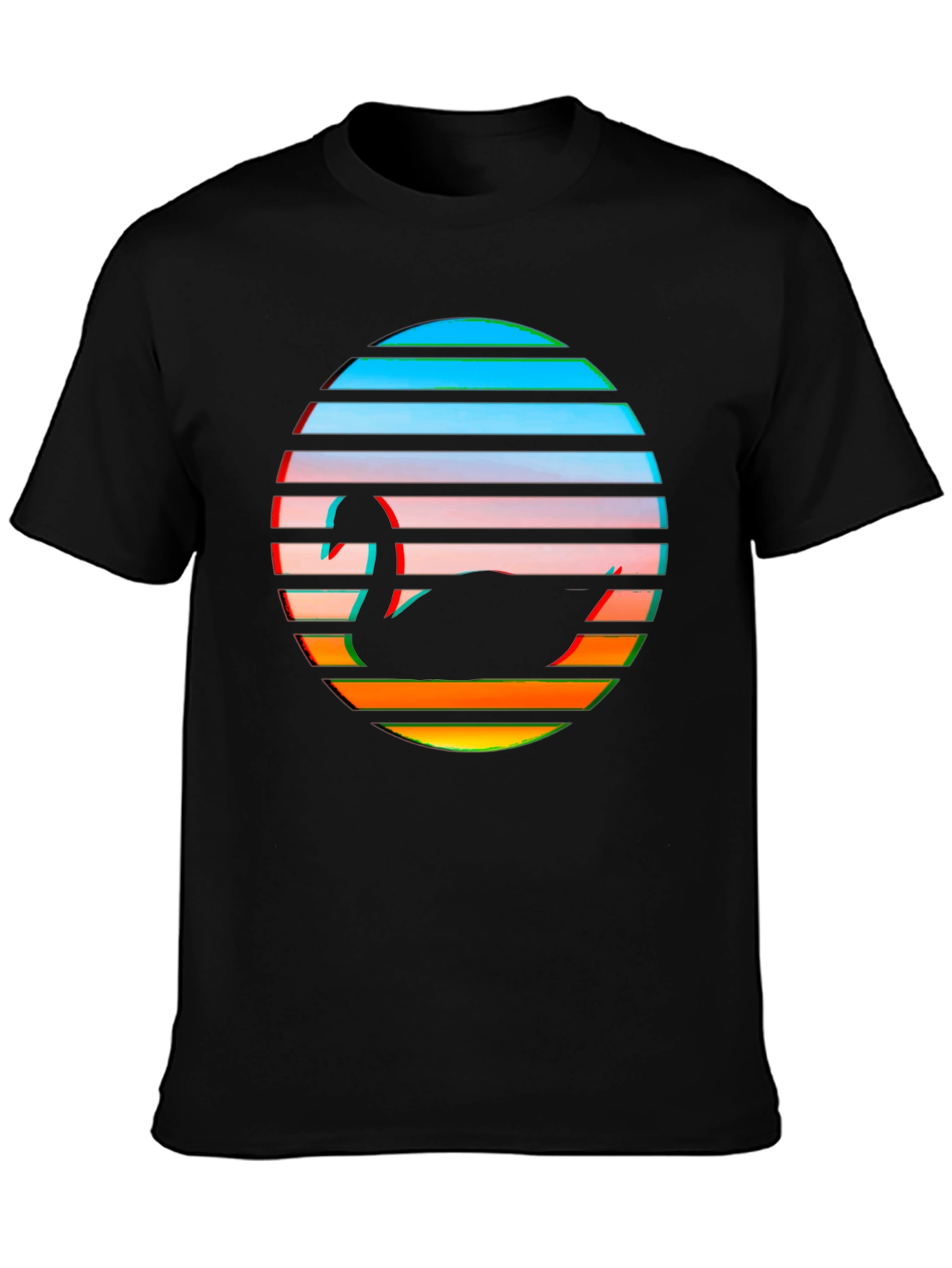 Retro Swan Graphic Tee - Black Cotton Blend