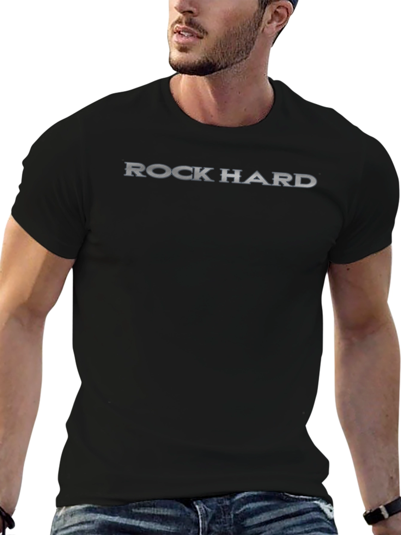 Rock Hard Graphic Print Crew Neck T-Shirt