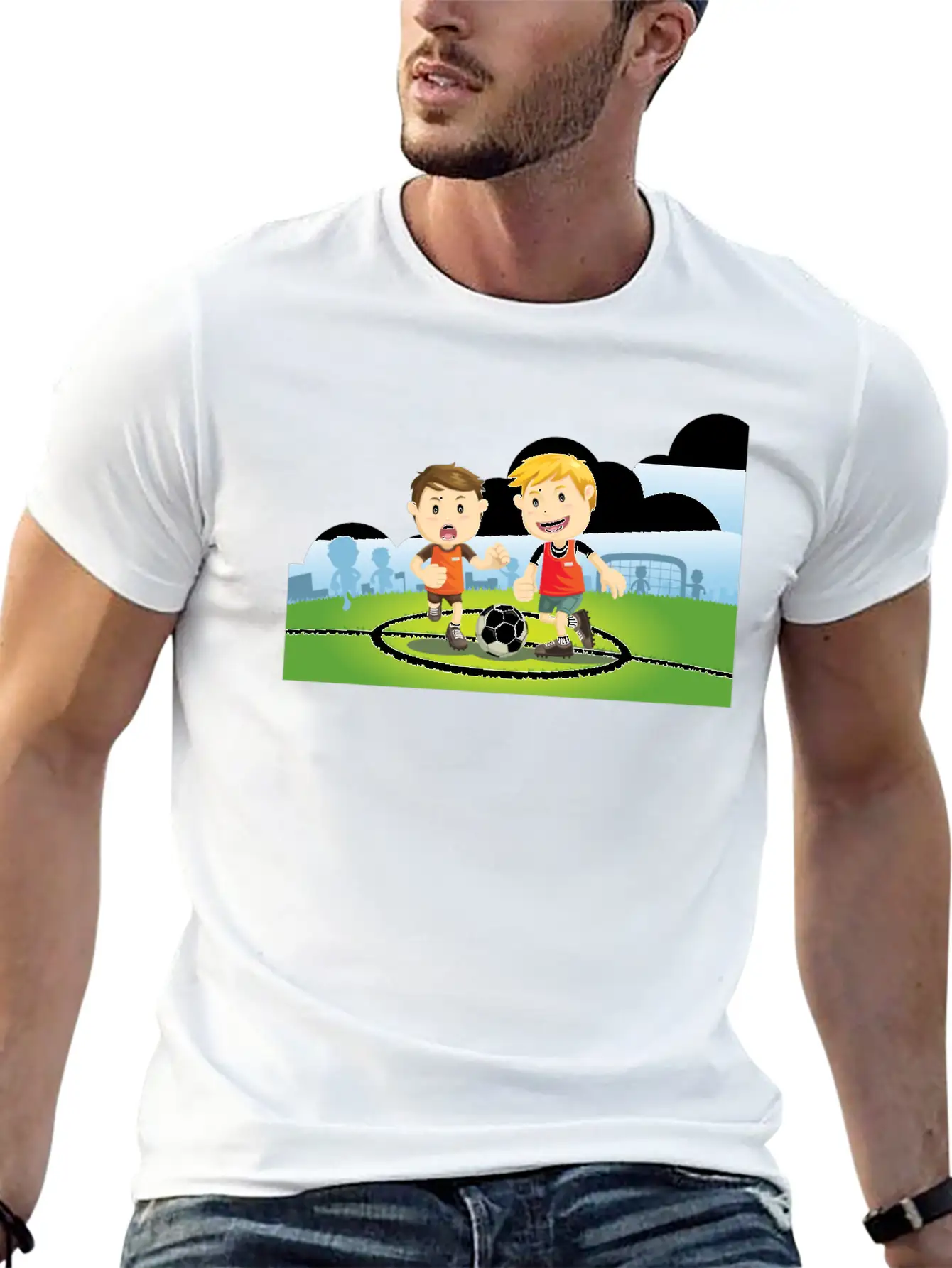 Two Boys Play Soccer On A Field Relaxed Everyday Tee – Lightweight And Durable Cotton