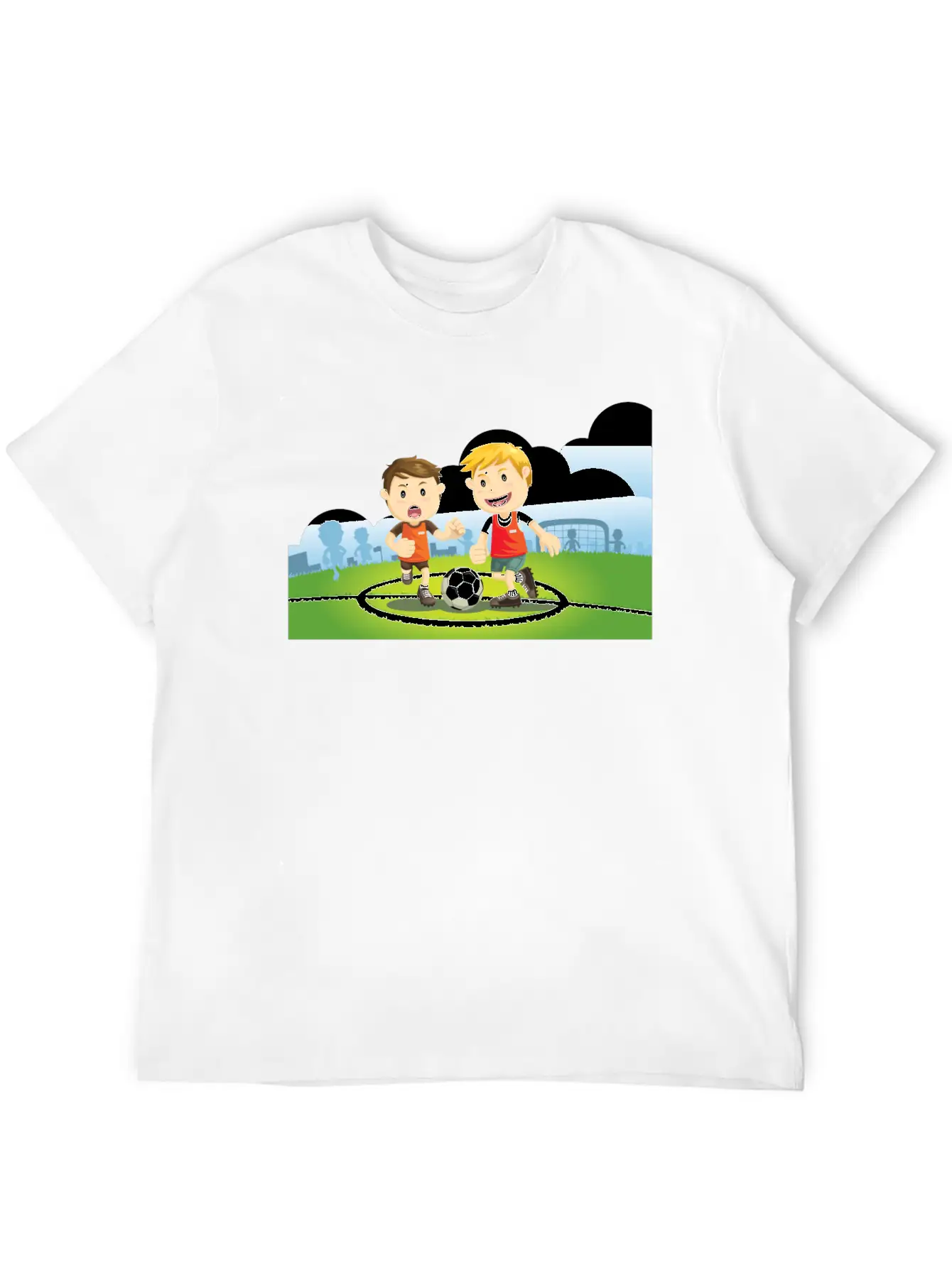 Two Boys Play Soccer On A Field Relaxed Everyday Tee – Lightweight And Durable Cotton
