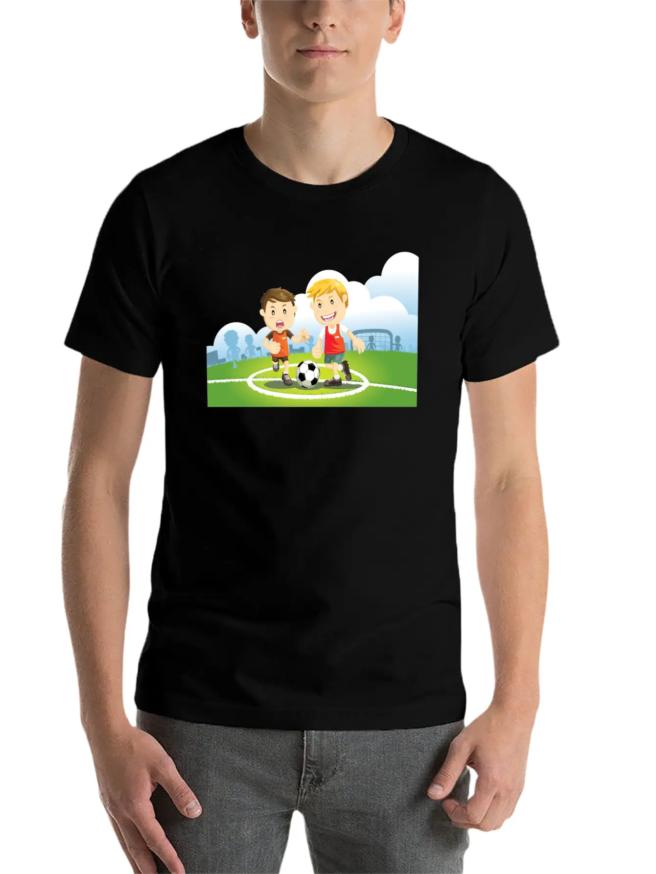 Two Boys Play Soccer On A Field Relaxed Everyday Tee – Lightweight And Durable Cotton