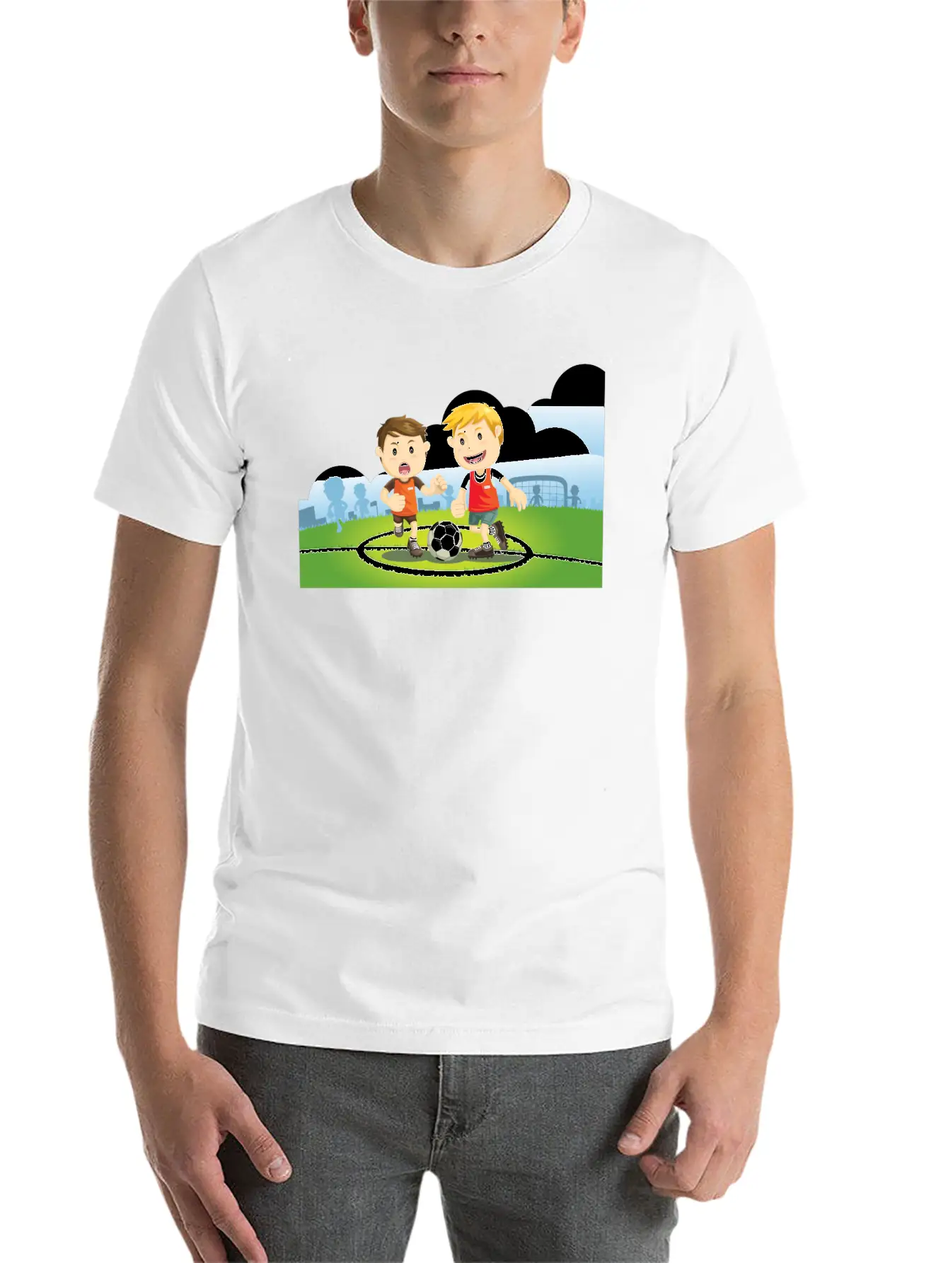 Two Boys Play Soccer On A Field Relaxed Everyday Tee – Lightweight And Durable Cotton
