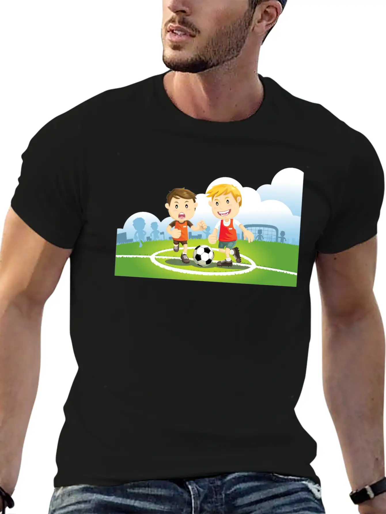 Two Boys Play Soccer On A Field Relaxed Everyday Tee – Lightweight And Durable Cotton