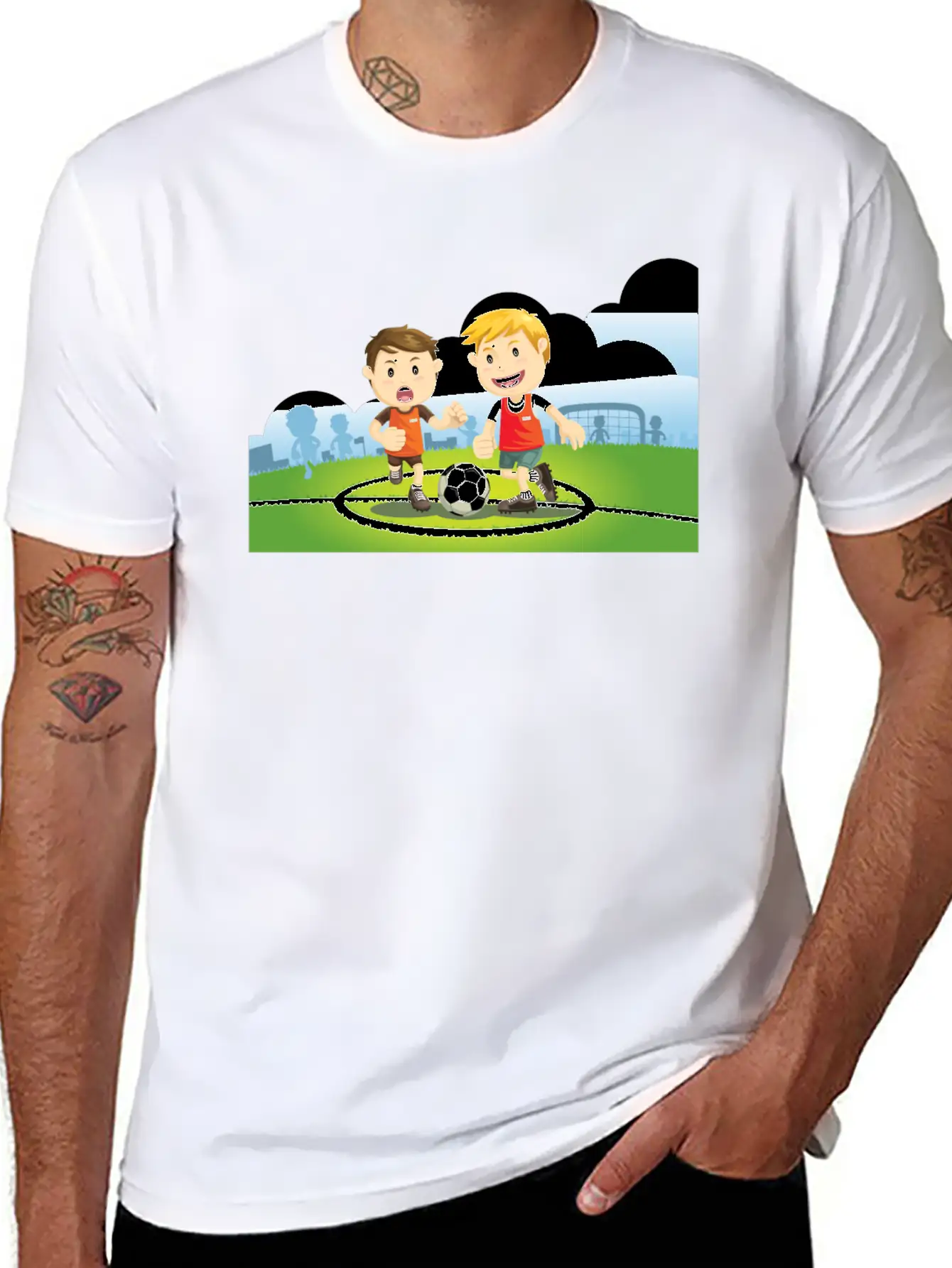 Two Boys Play Soccer On A Field Relaxed Everyday Tee – Lightweight And Durable Cotton