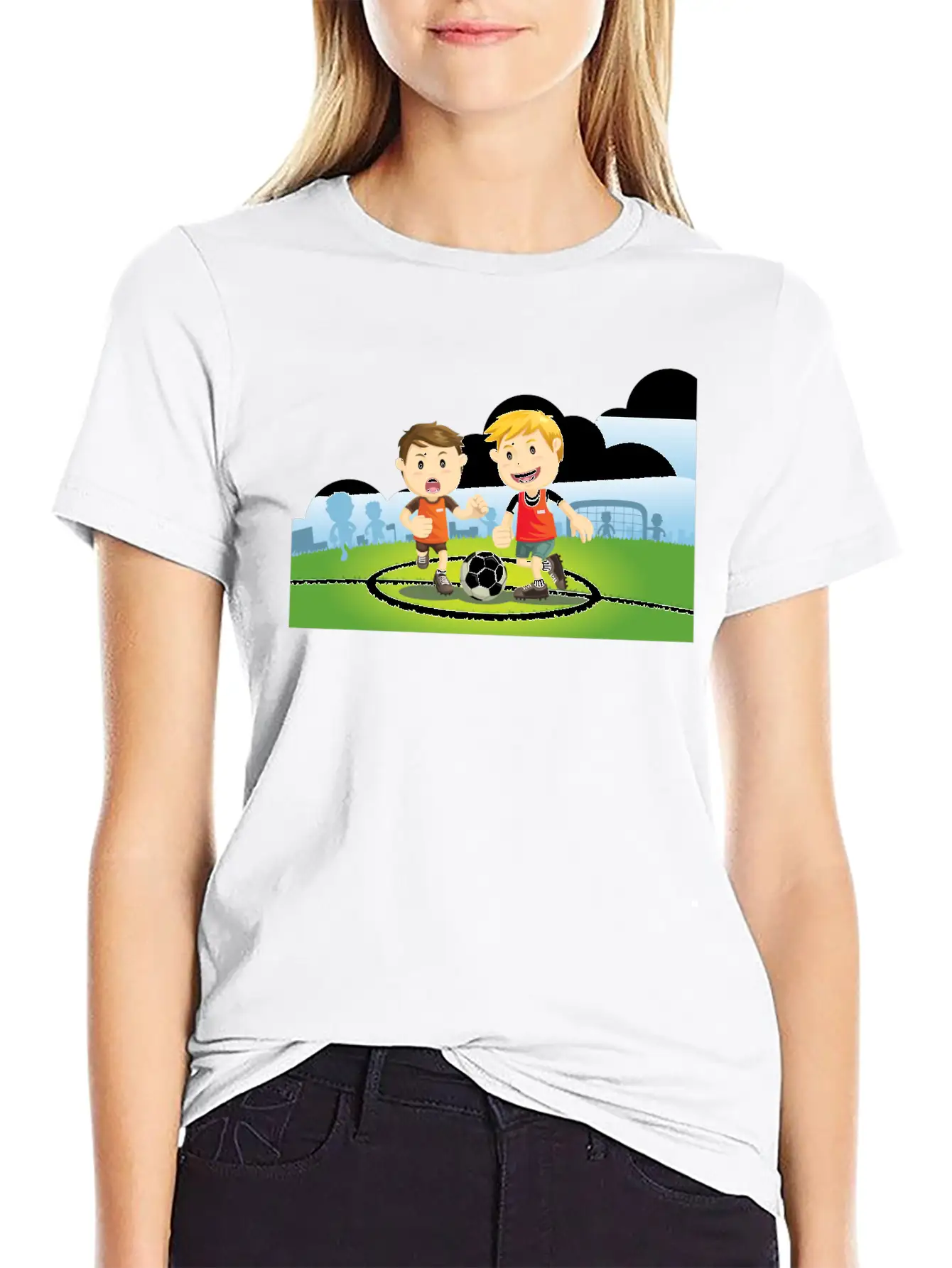 Two Boys Play Soccer On A Field Relaxed Everyday Tee – Lightweight And Durable Cotton