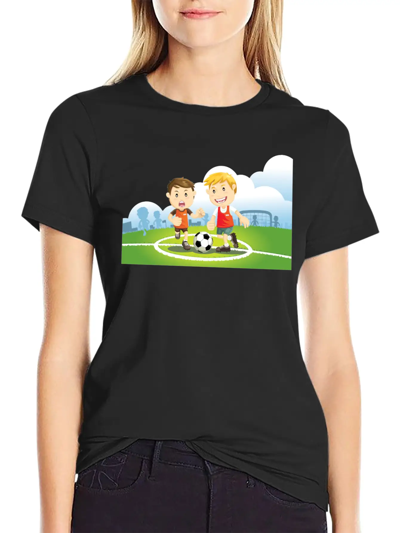 Two Boys Play Soccer On A Field Relaxed Everyday Tee – Lightweight And Durable Cotton
