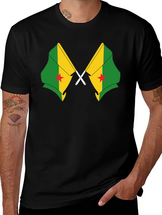 Two Crossed Flags Of French Guiana Soft Cotton Short Sleeve Tee – Unisex Wardrobe Staple