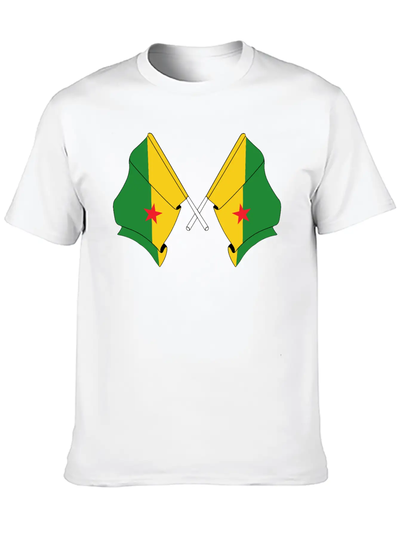 Two Crossed Flags Of French Guiana Soft Cotton Short Sleeve Tee – Unisex Wardrobe Staple