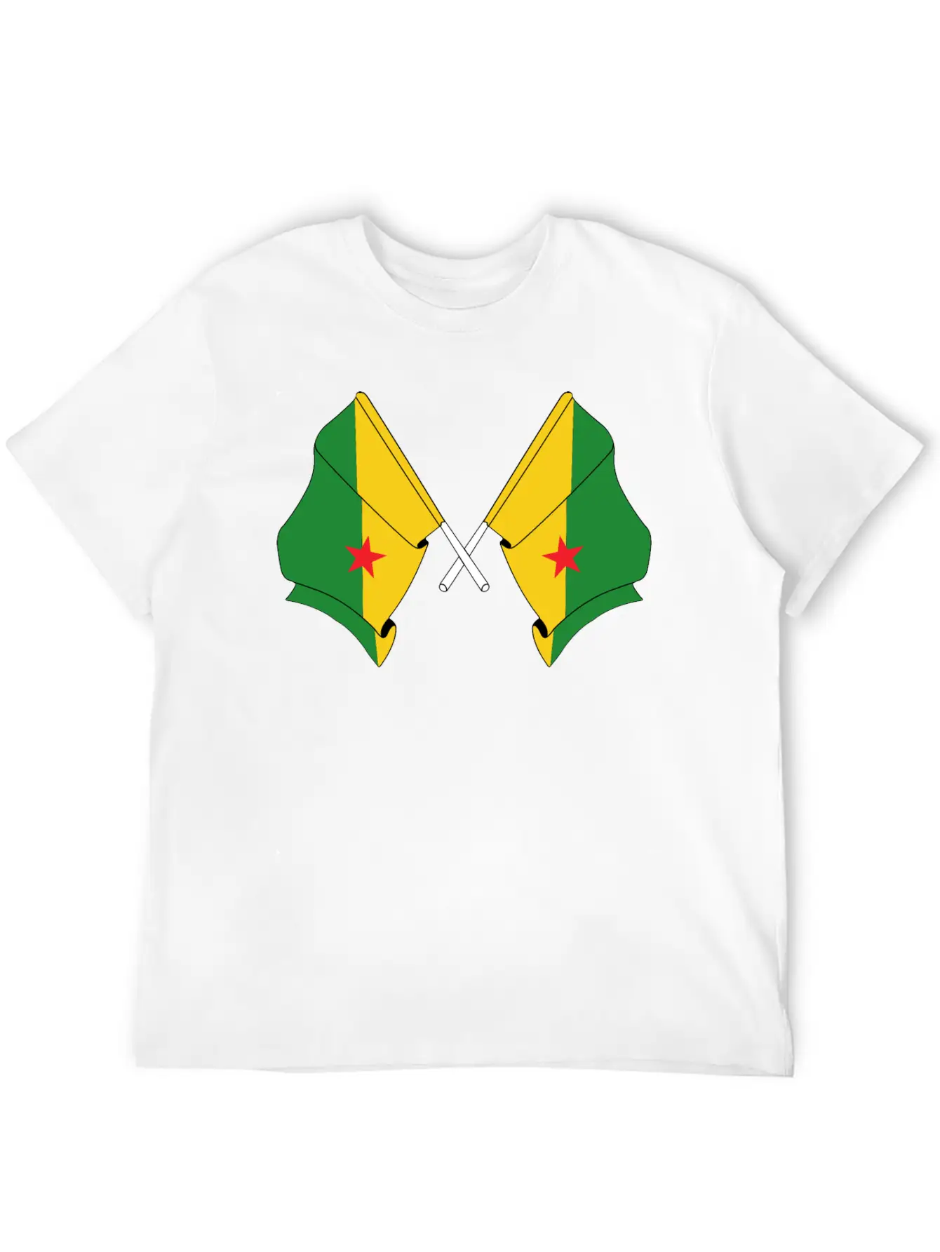 Two Crossed Flags Of French Guiana Soft Cotton Short Sleeve Tee – Unisex Wardrobe Staple