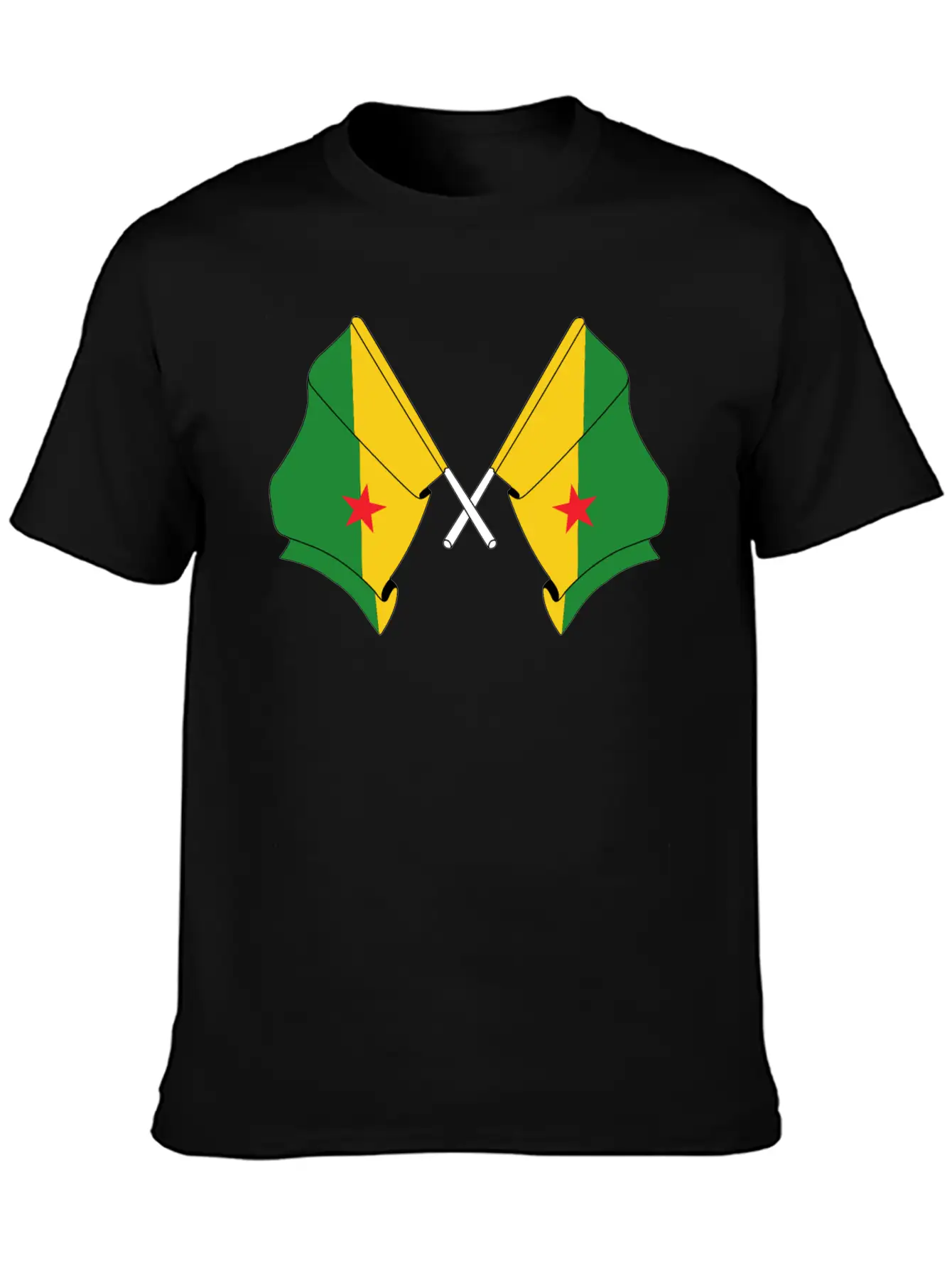 Two Crossed Flags Of French Guiana Soft Cotton Short Sleeve Tee – Unisex Wardrobe Staple