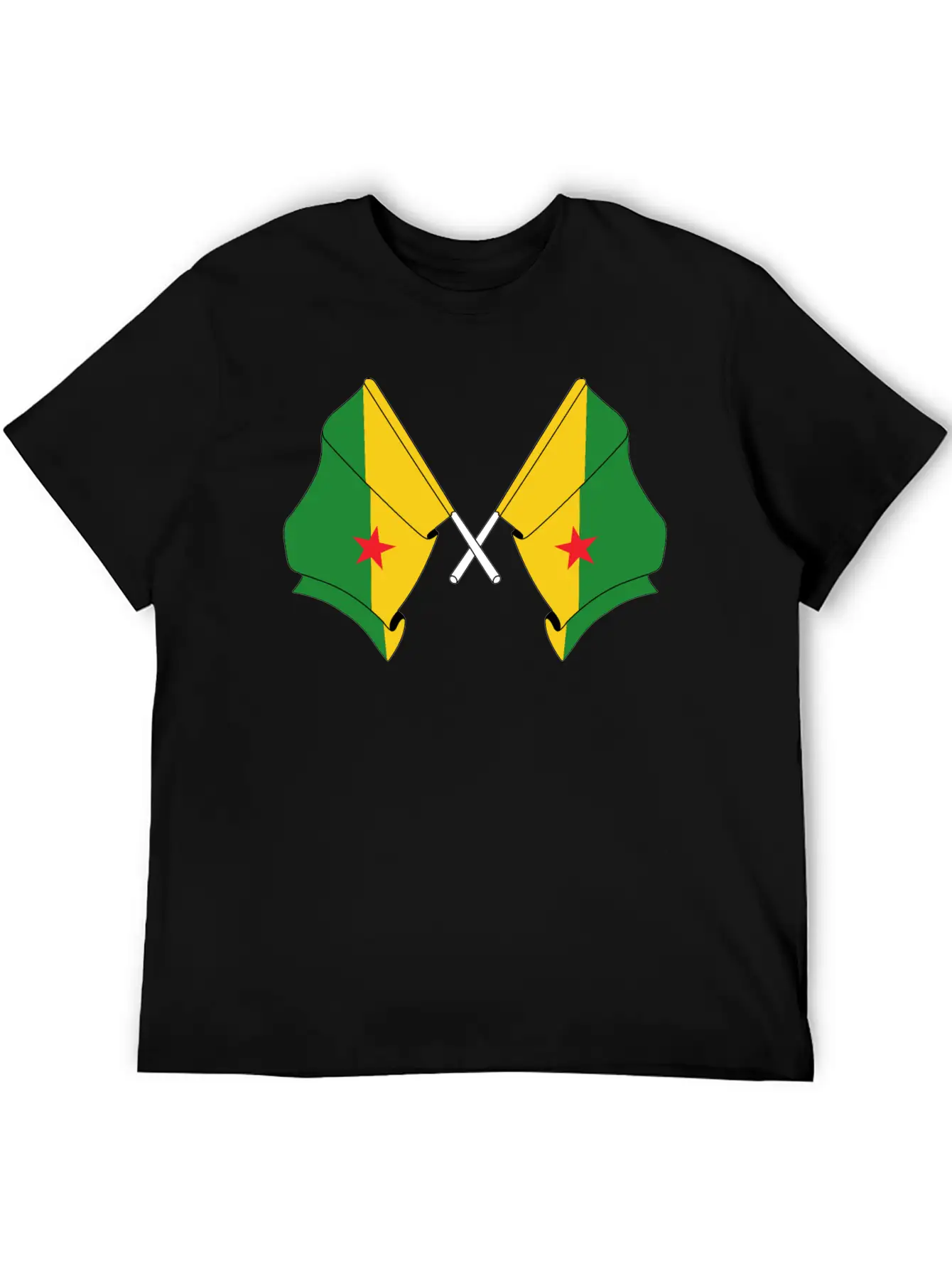 Two Crossed Flags Of French Guiana Soft Cotton Short Sleeve Tee – Unisex Wardrobe Staple