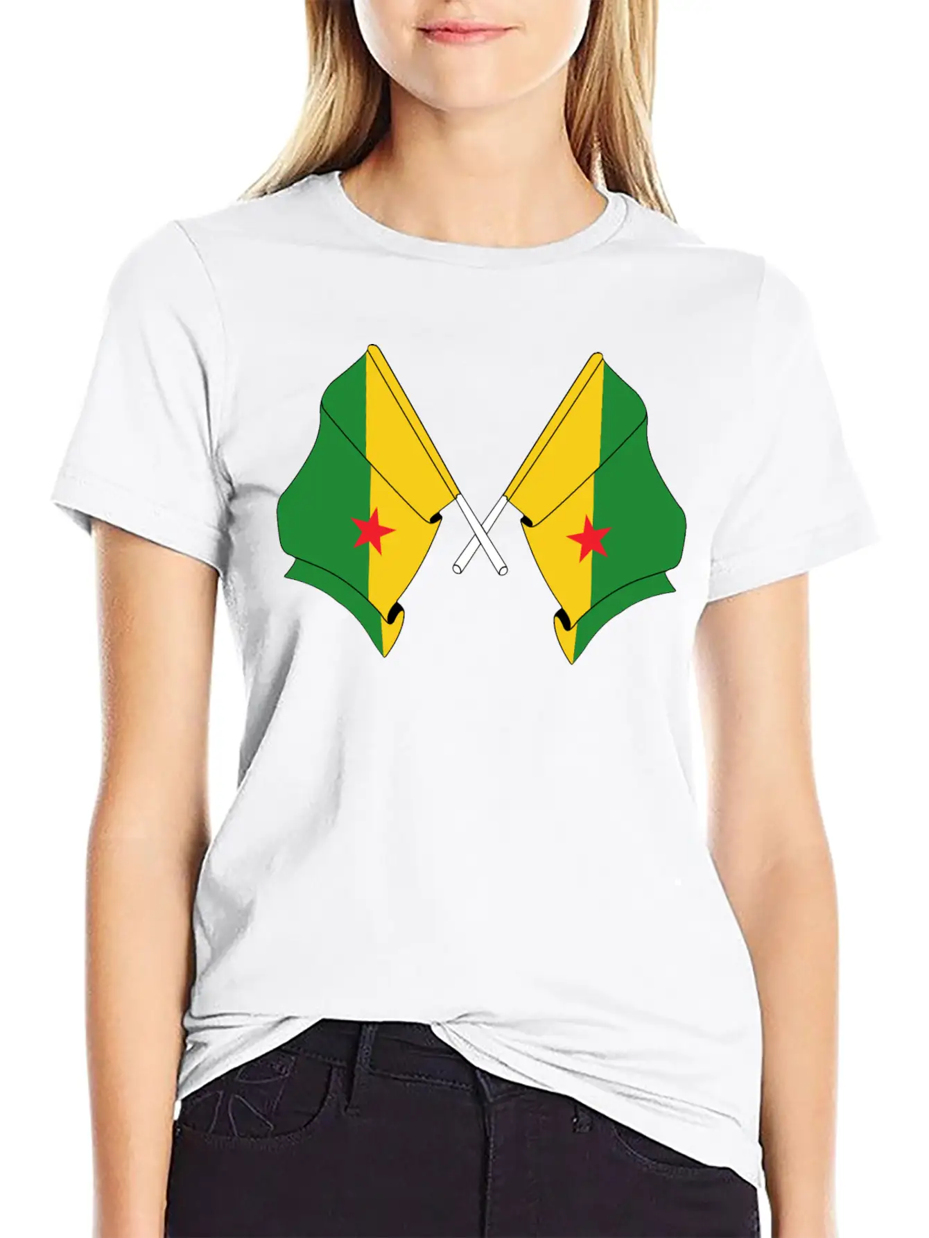 Two Crossed Flags Of French Guiana Soft Cotton Short Sleeve Tee – Unisex Wardrobe Staple