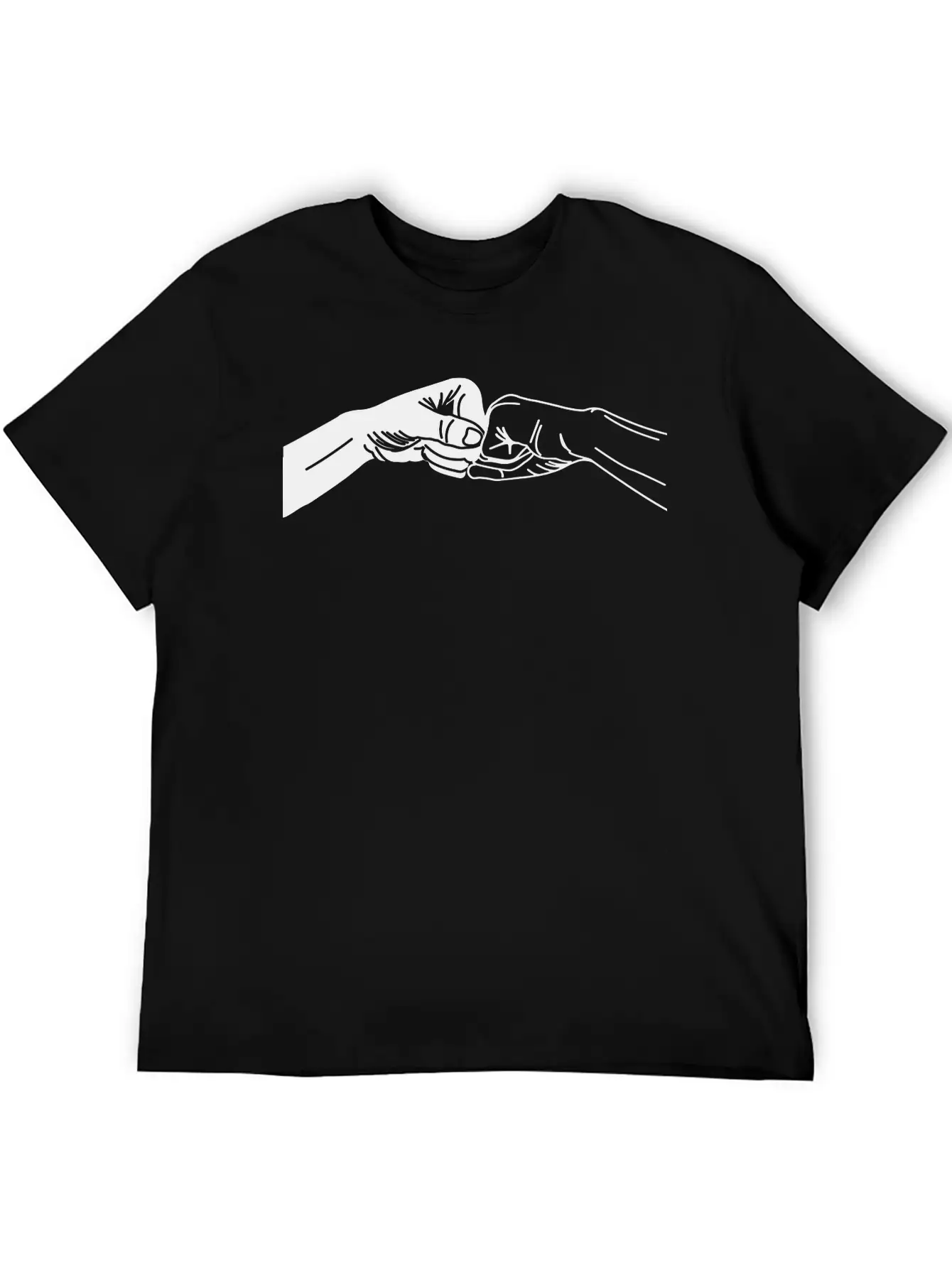 Two Hands With Fist Salute, Fists Black And White Lightweight Cotton T-Shirt – Daily Comfort Graphic Shirt