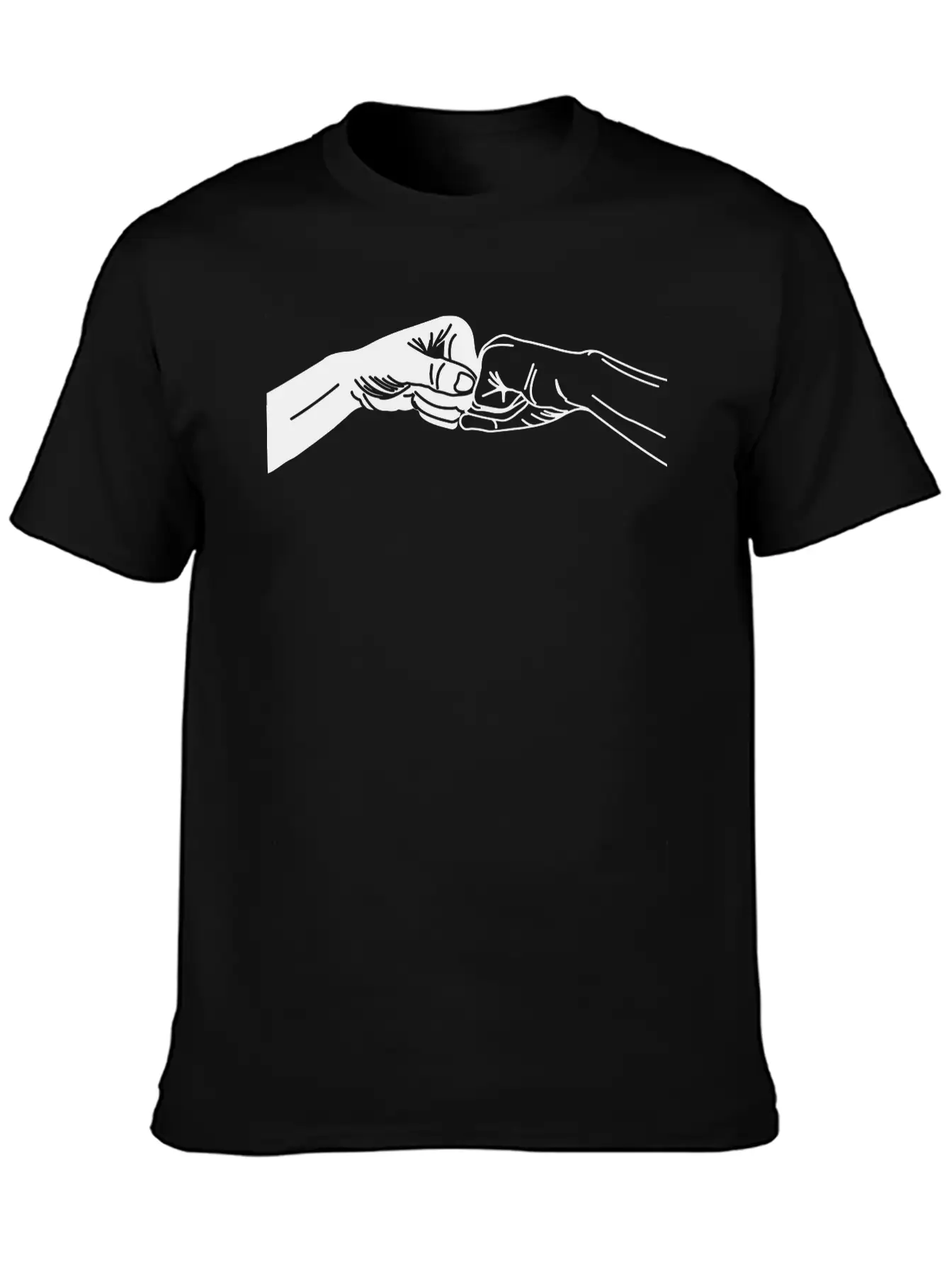Two Hands With Fist Salute, Fists Black And White Lightweight Cotton T-Shirt – Daily Comfort Graphic Shirt