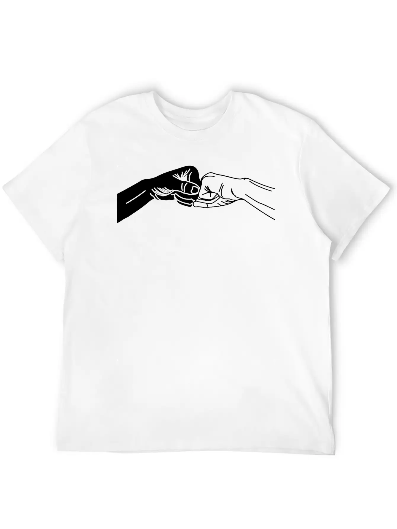 Two Hands With Fist Salute, Fists Black And White Lightweight Cotton T-Shirt – Daily Comfort Graphic Shirt