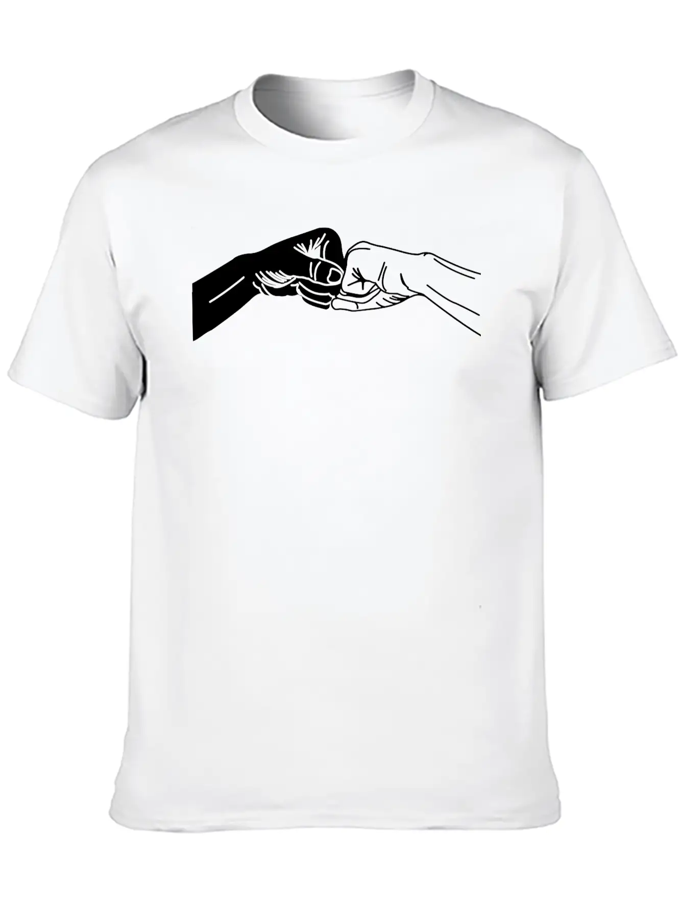Two Hands With Fist Salute, Fists Black And White Lightweight Cotton T-Shirt – Daily Comfort Graphic Shirt