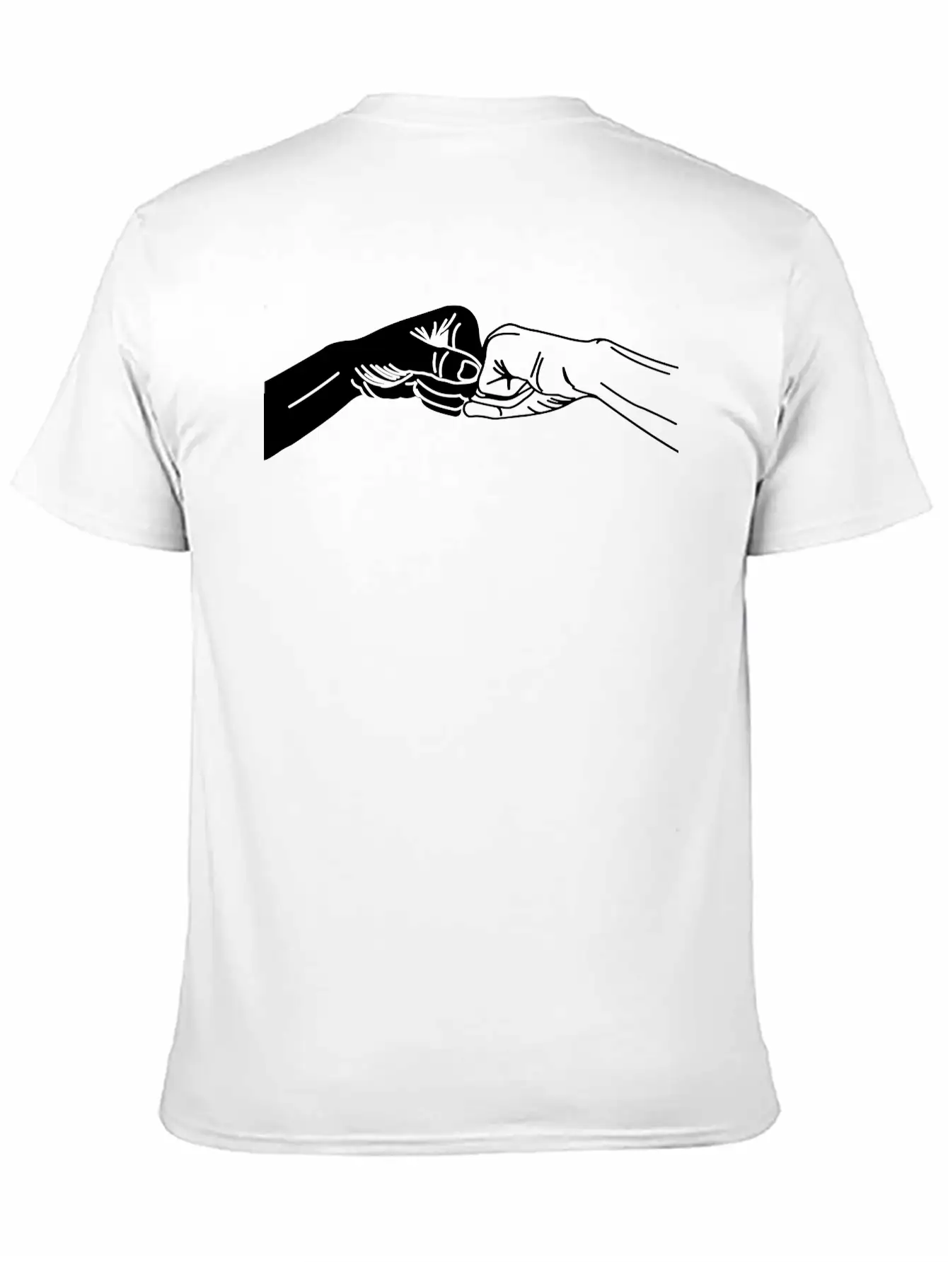 Two Hands With Fist Salute, Fists Black And White Lightweight Cotton T-Shirt – Daily Comfort Graphic Shirt