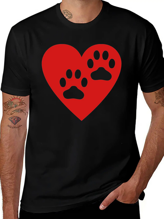 Two Paw Print In Heart Essential Cotton Tee For Daily Outfits – Unisex Style