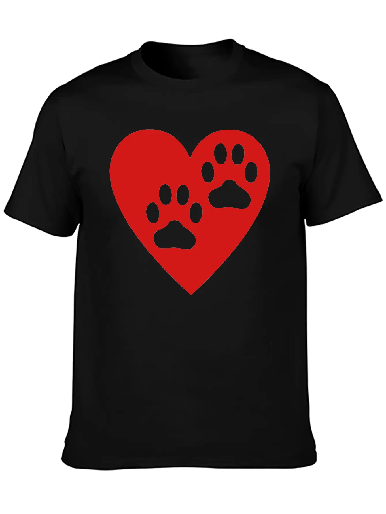 Two Paw Print In Heart Essential Cotton Tee For Daily Outfits – Unisex Style