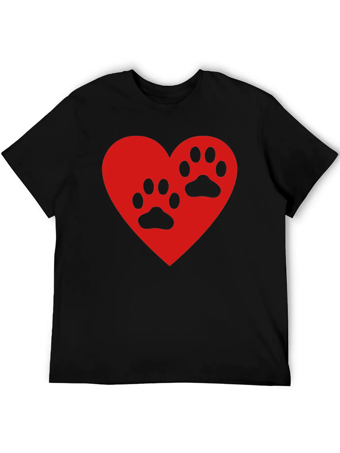 Two Paw Print In Heart Essential Cotton Tee For Daily Outfits – Unisex Style