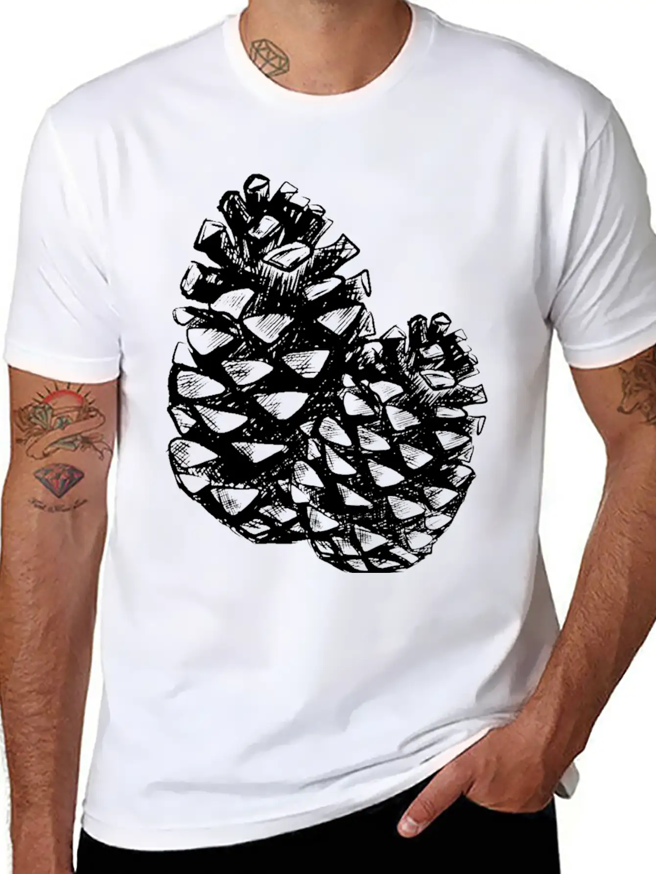 Two Pine Cones Basic Graphic T-Shirt – Daily Comfort In Soft Cotton