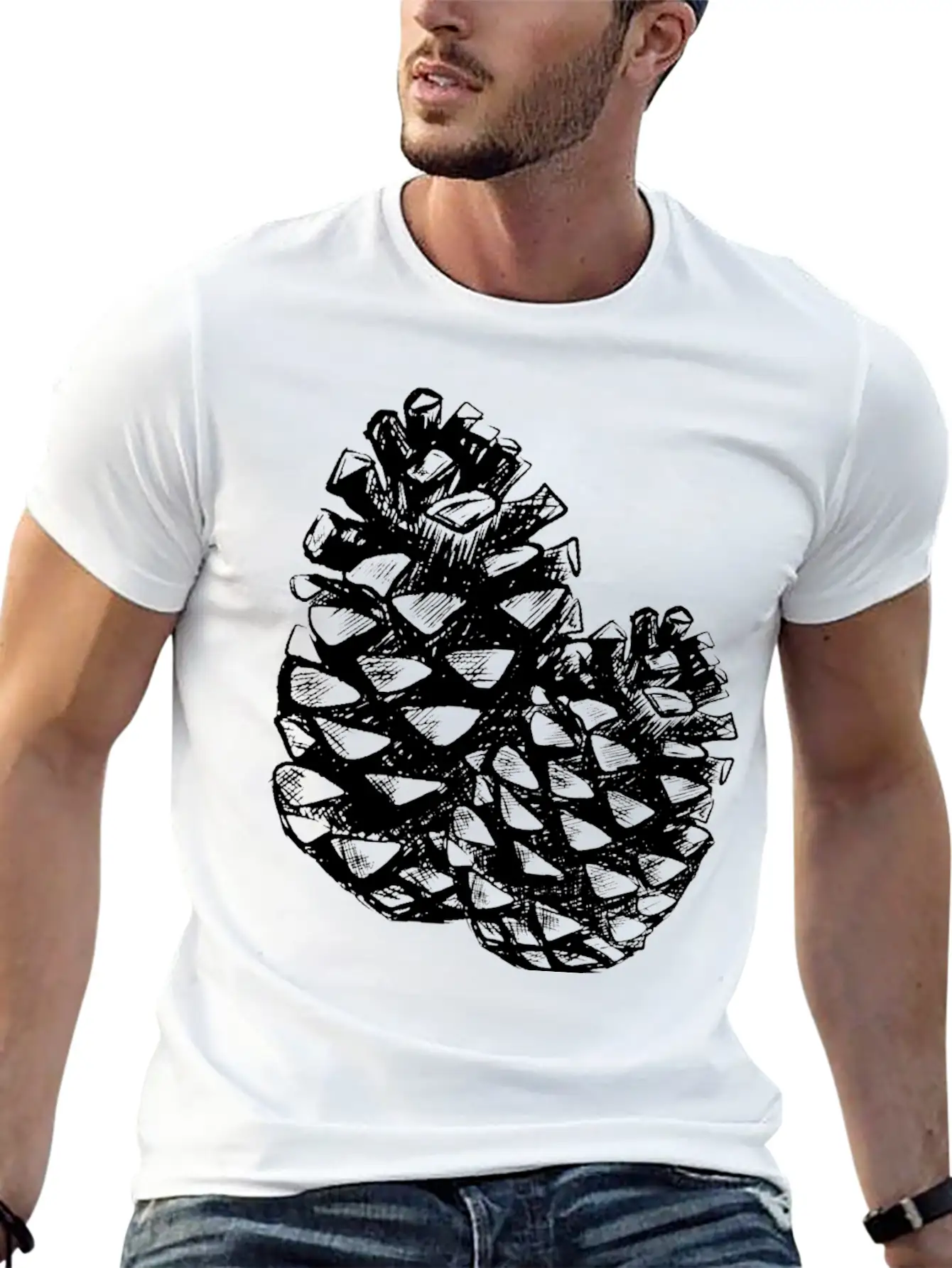 Two Pine Cones Basic Graphic T-Shirt – Daily Comfort In Soft Cotton