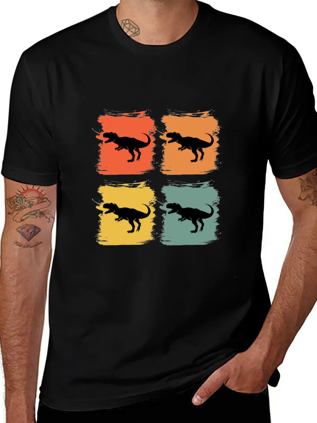 Tyrannosaurus Rex Retro Pop Art Gift Idea Lightweight Cotton T-Shirt – Daily Comfort Graphic Shirt
