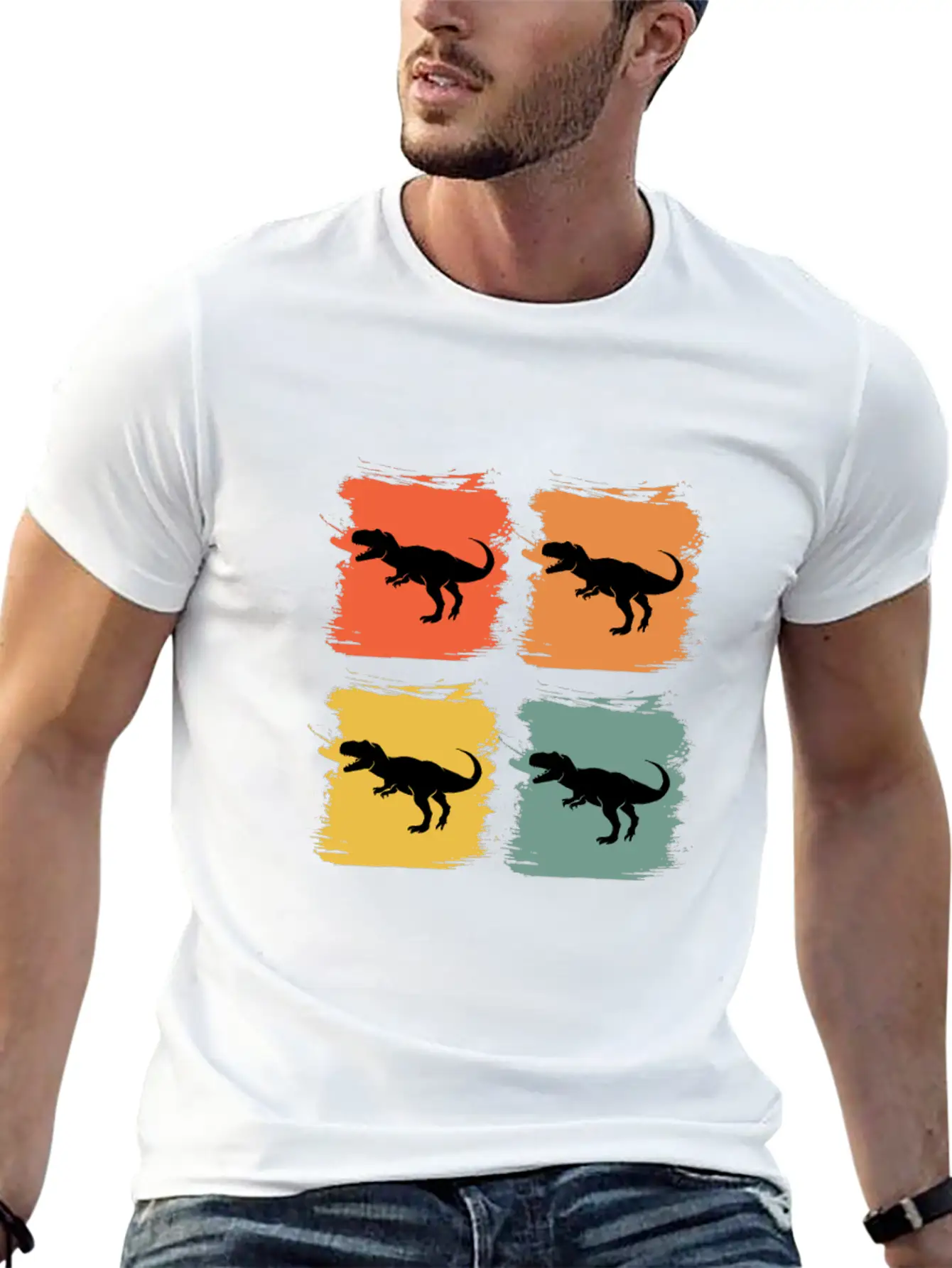 Tyrannosaurus Rex Retro Pop Art Gift Idea Lightweight Cotton T-Shirt – Daily Comfort Graphic Shirt