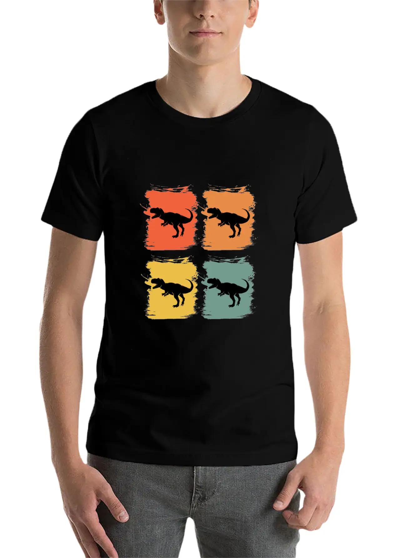 Tyrannosaurus Rex Retro Pop Art Gift Idea Lightweight Cotton T-Shirt – Daily Comfort Graphic Shirt