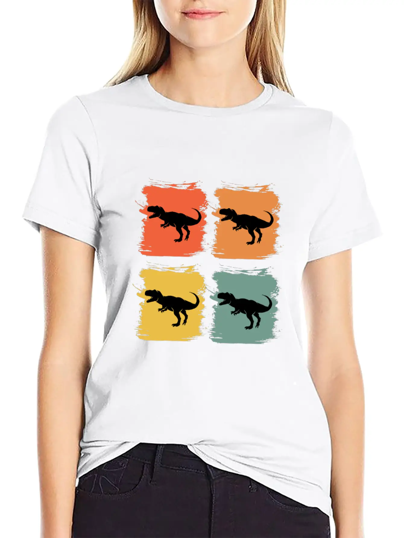 Tyrannosaurus Rex Retro Pop Art Gift Idea Lightweight Cotton T-Shirt – Daily Comfort Graphic Shirt