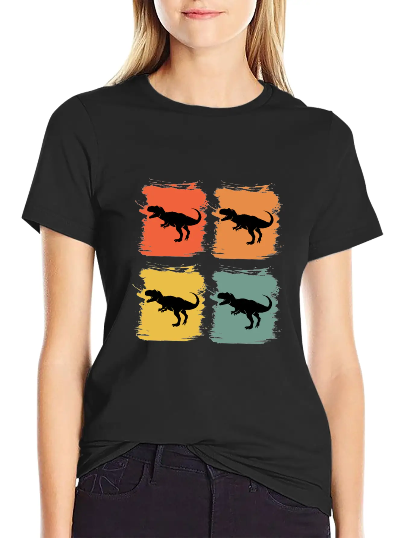 Tyrannosaurus Rex Retro Pop Art Gift Idea Lightweight Cotton T-Shirt – Daily Comfort Graphic Shirt