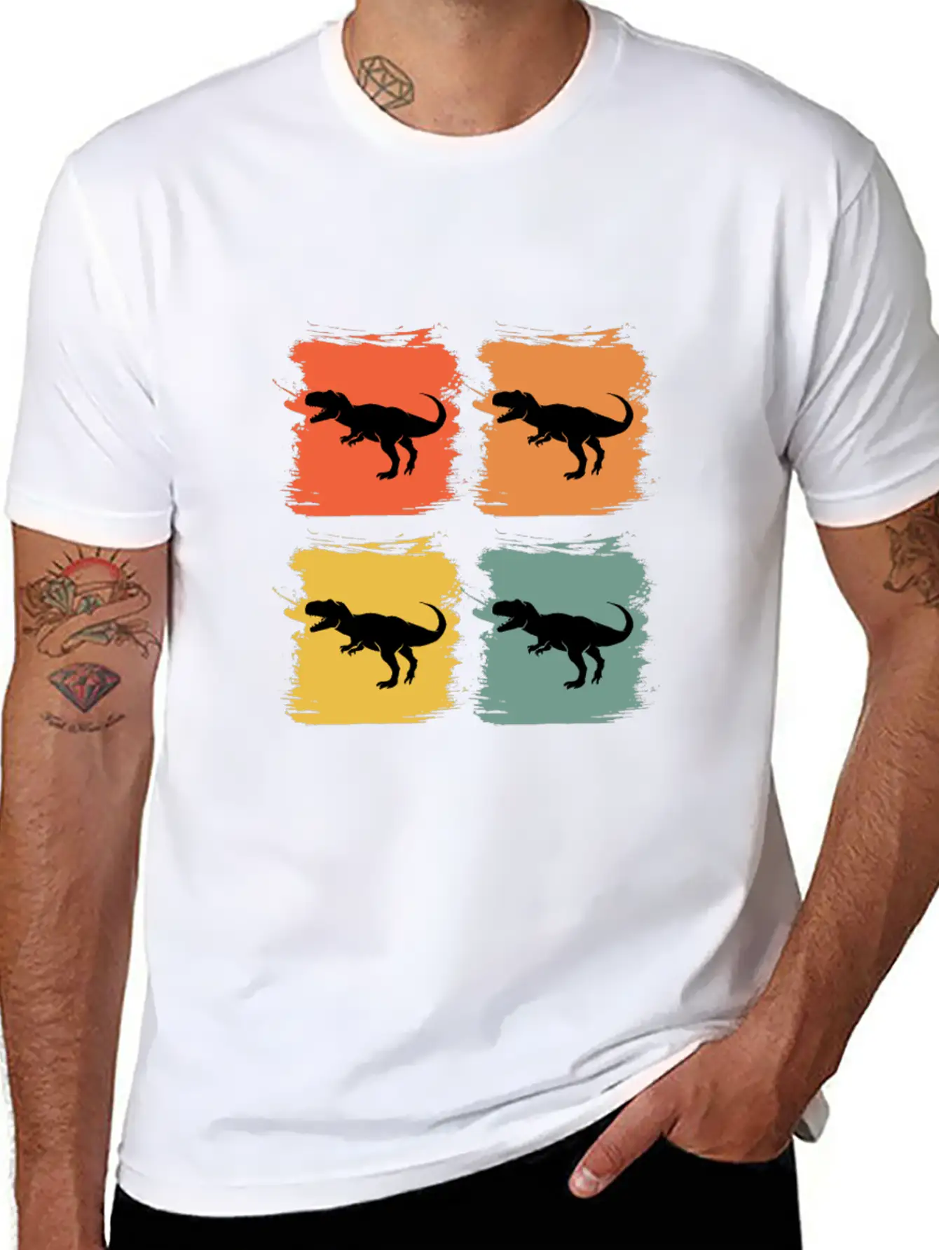 Tyrannosaurus Rex Retro Pop Art Gift Idea Lightweight Cotton T-Shirt – Daily Comfort Graphic Shirt