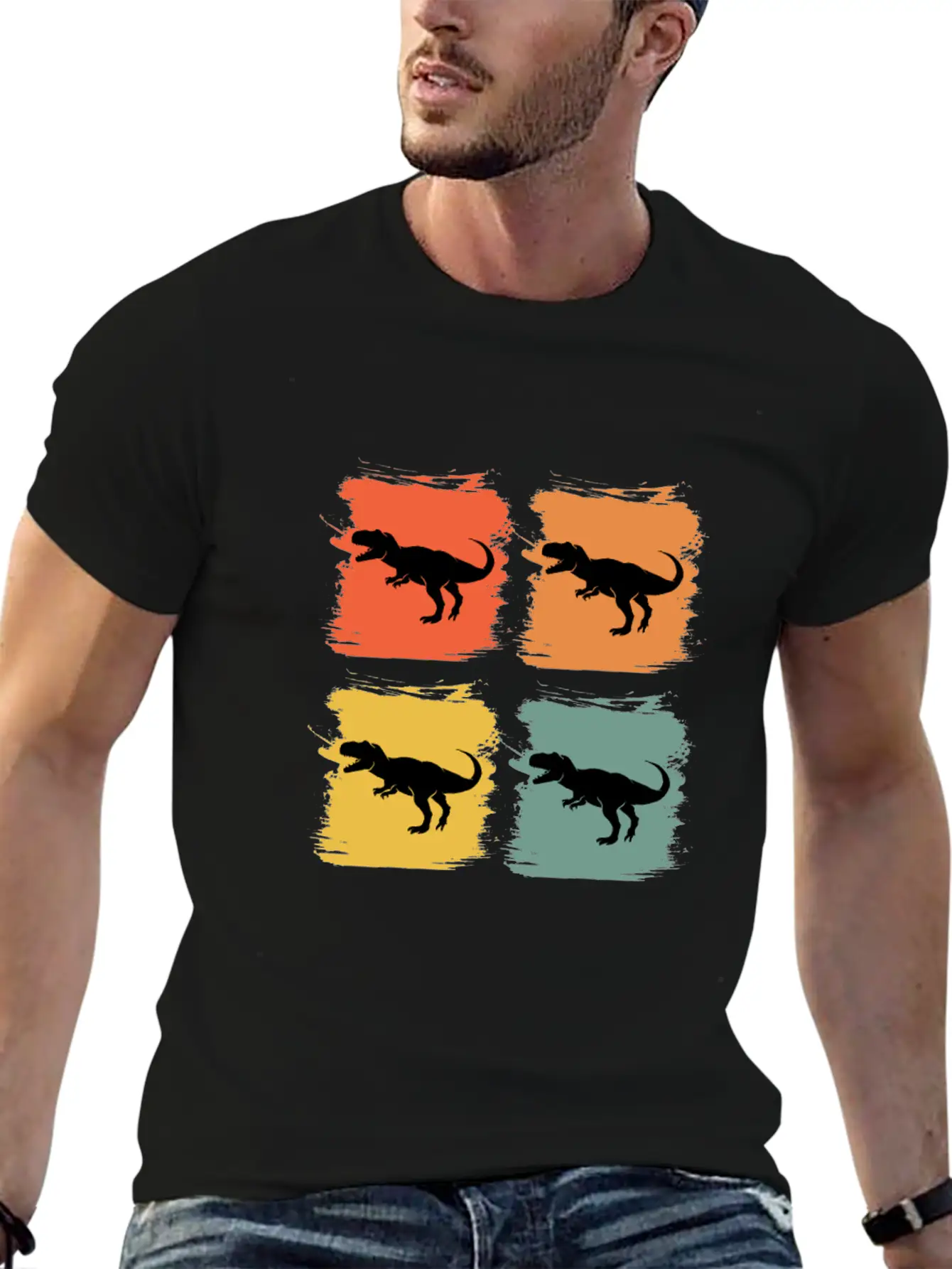 Tyrannosaurus Rex Retro Pop Art Gift Idea Lightweight Cotton T-Shirt – Daily Comfort Graphic Shirt