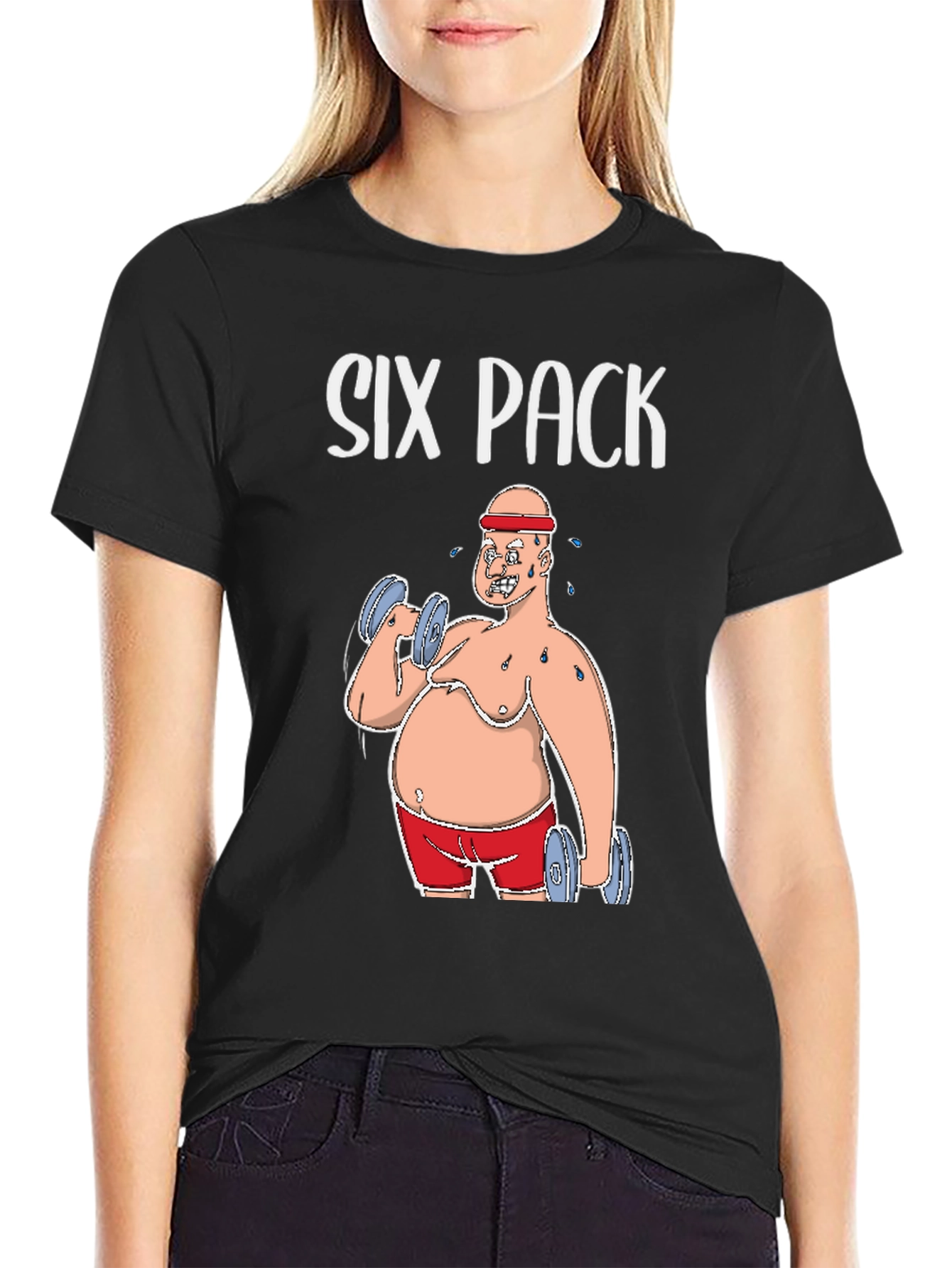 Six Pack Funny Graphic Tee Humor Gym T-Shirt
