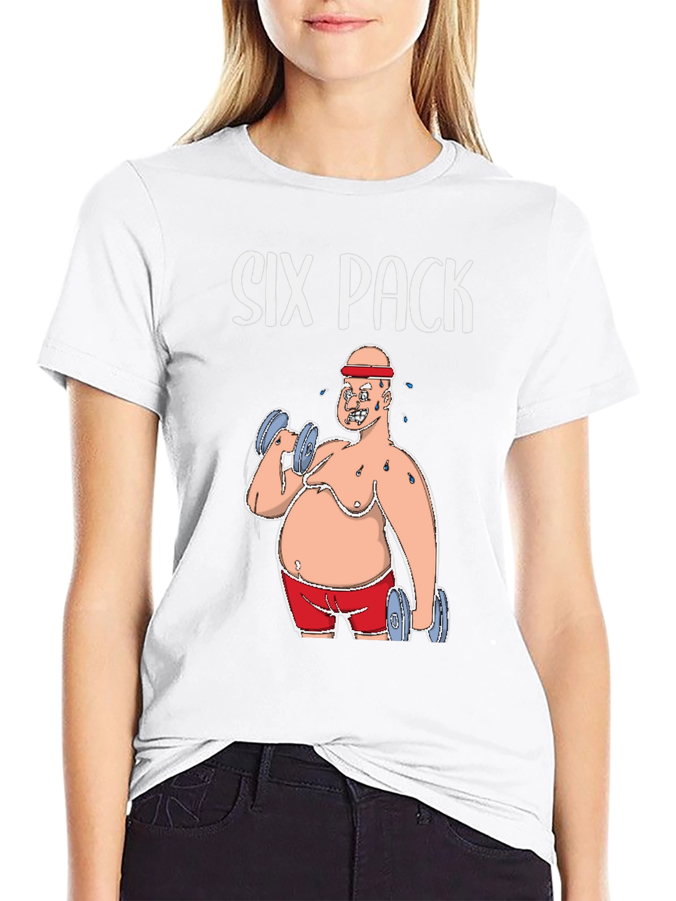 Six Pack Funny Graphic Tee Humor Gym T-Shirt