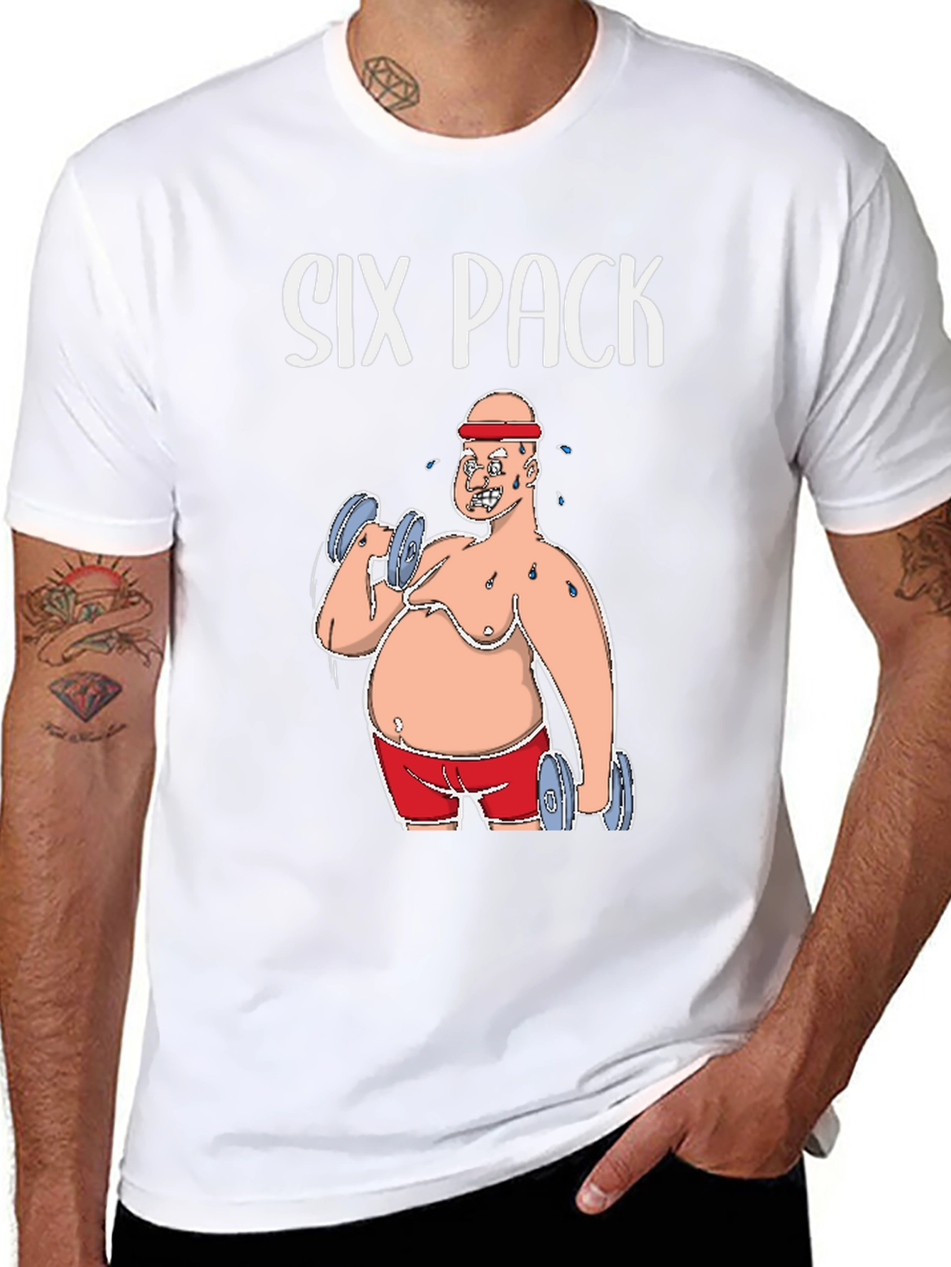 Six Pack Funny Graphic Tee Humor Gym T-Shirt