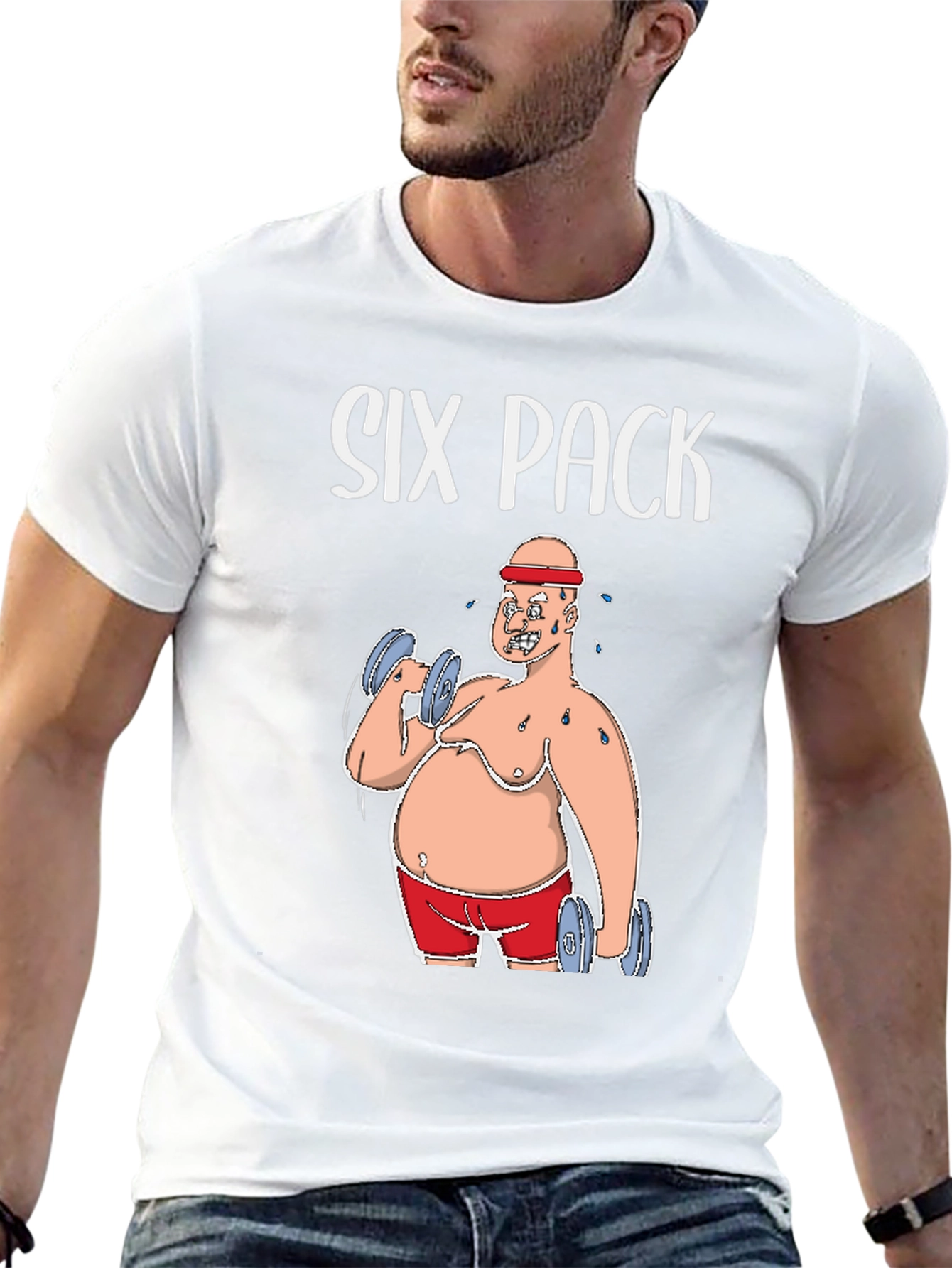 Six Pack Funny Graphic Tee Humor Gym T-Shirt