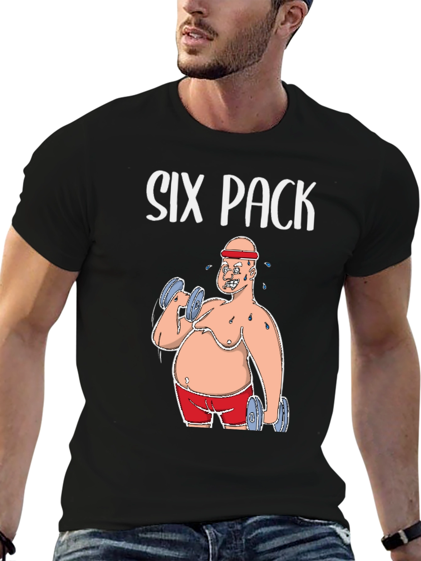 Six Pack Funny Graphic Tee Humor Gym T-Shirt