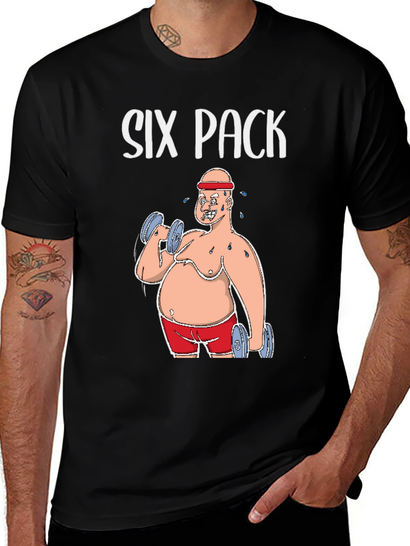 Six Pack Funny Graphic Tee Humor Gym T-Shirt