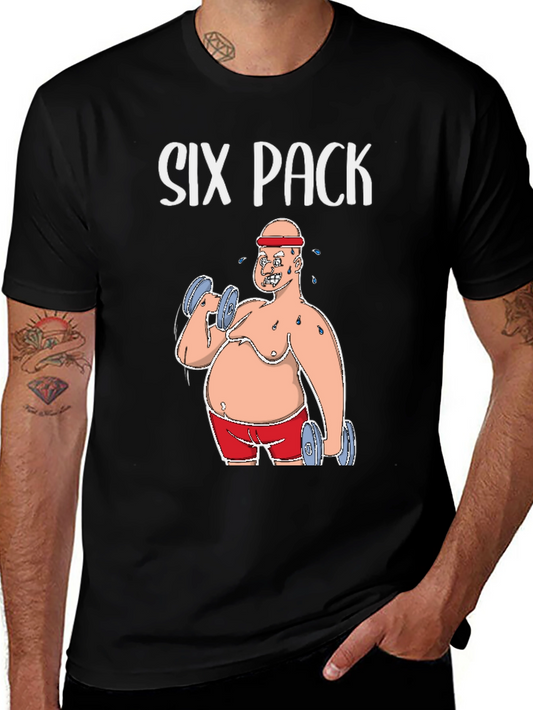 Six Pack Funny Graphic Tee Humor Gym T-Shirt