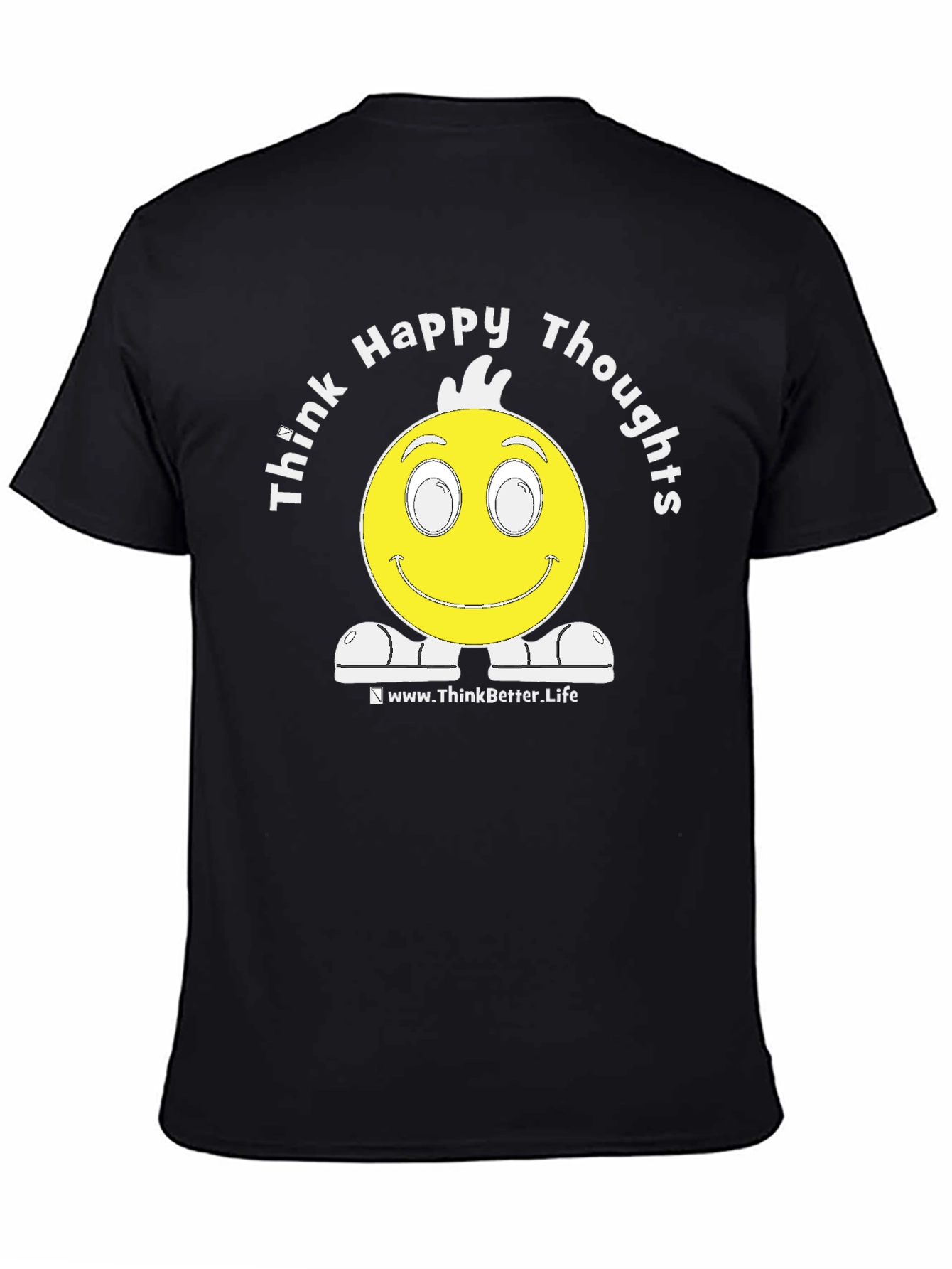 Think Happy Thoughts Black Graphic T-Shirt