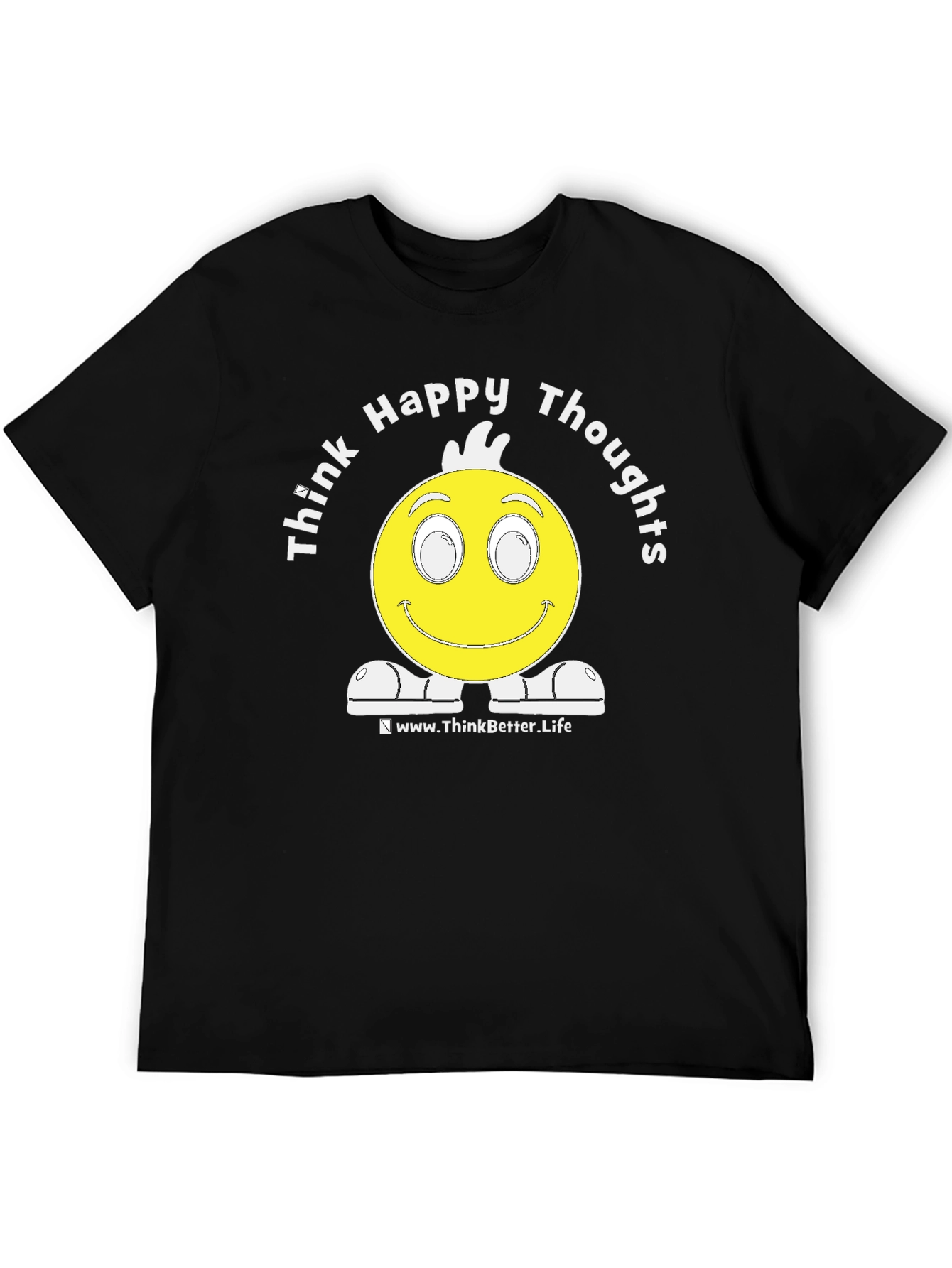 Think Happy Thoughts Black Graphic T-Shirt