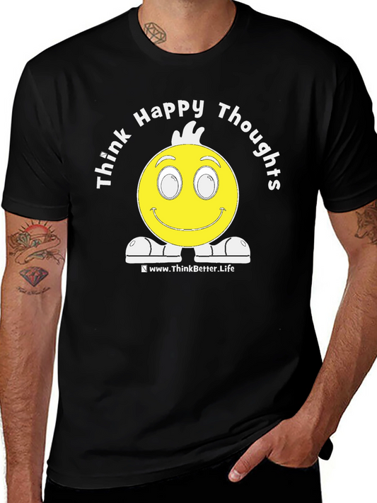 Think Happy Thoughts Black Graphic T-Shirt