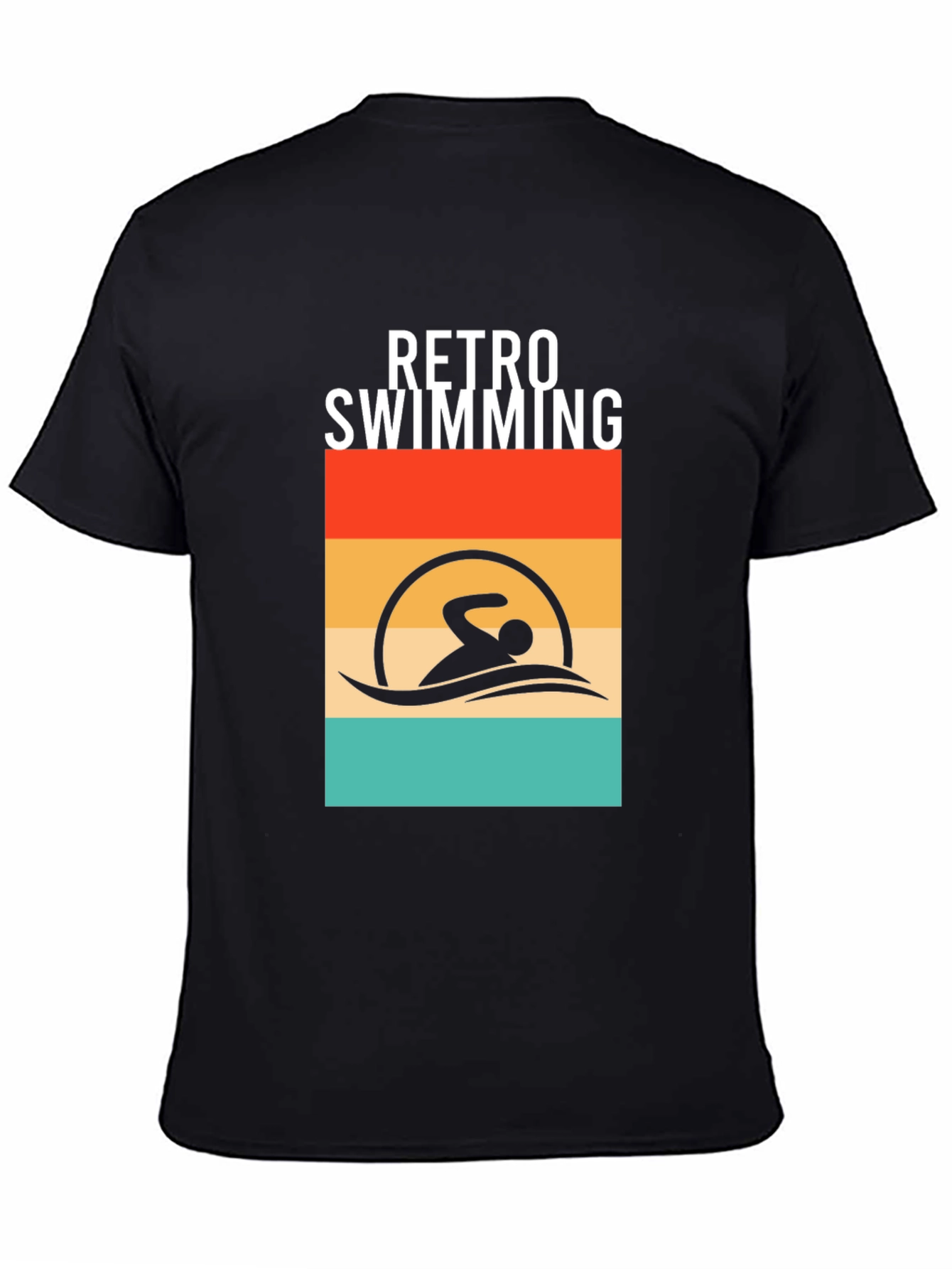 Retro Swimming T-Shirt - Black Cotton Tee