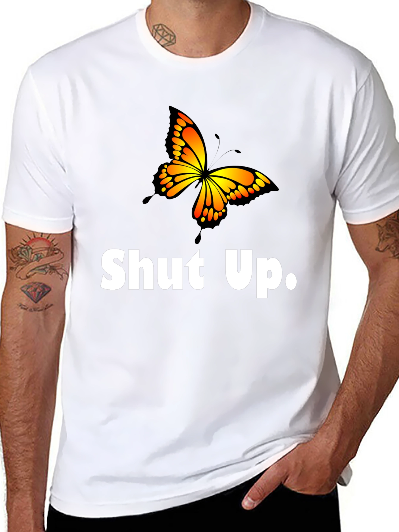 Shut Up Butterfly Graphic T-Shirt